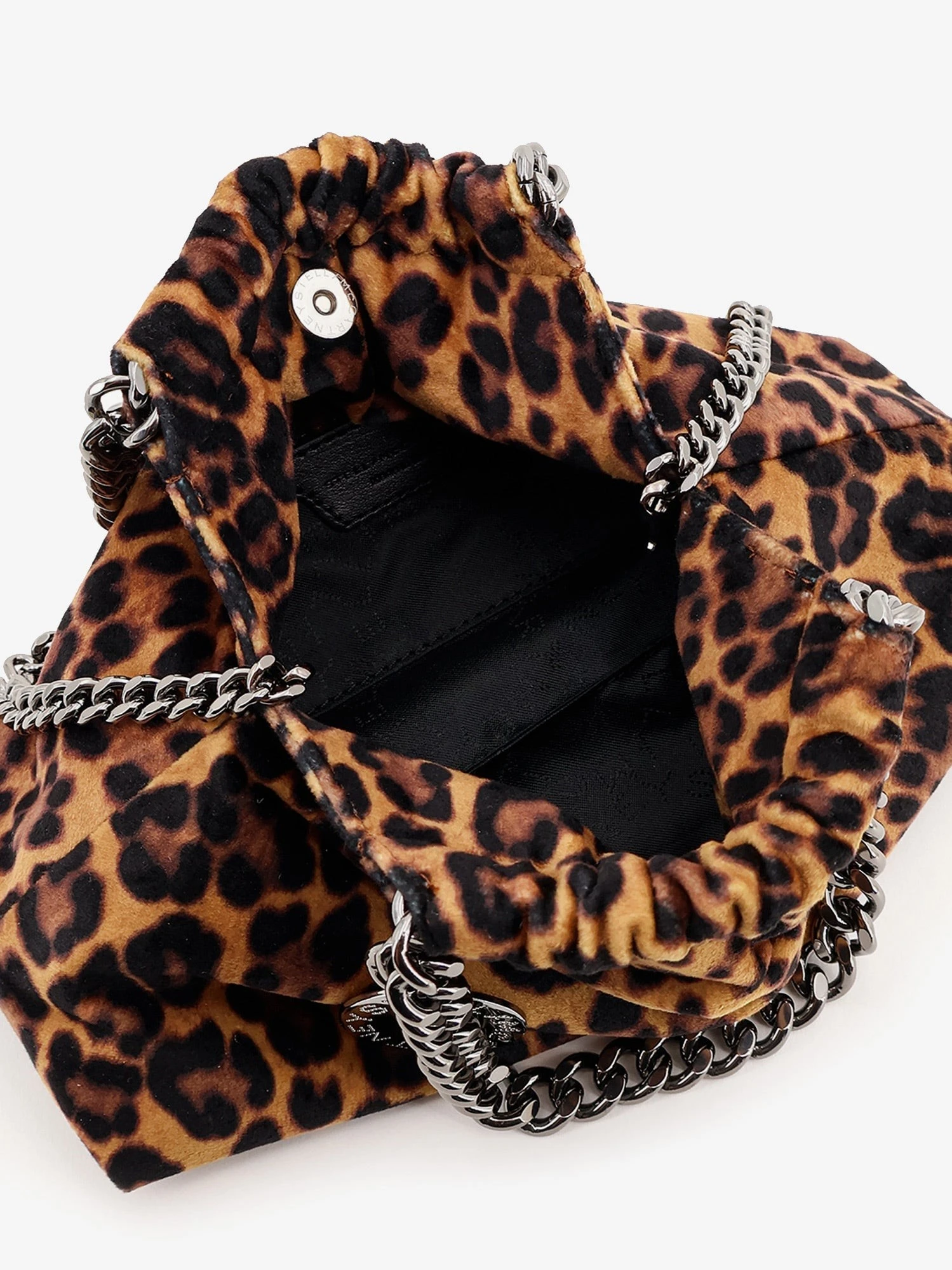 Falabella Mini leopard print velvet crossbody bag