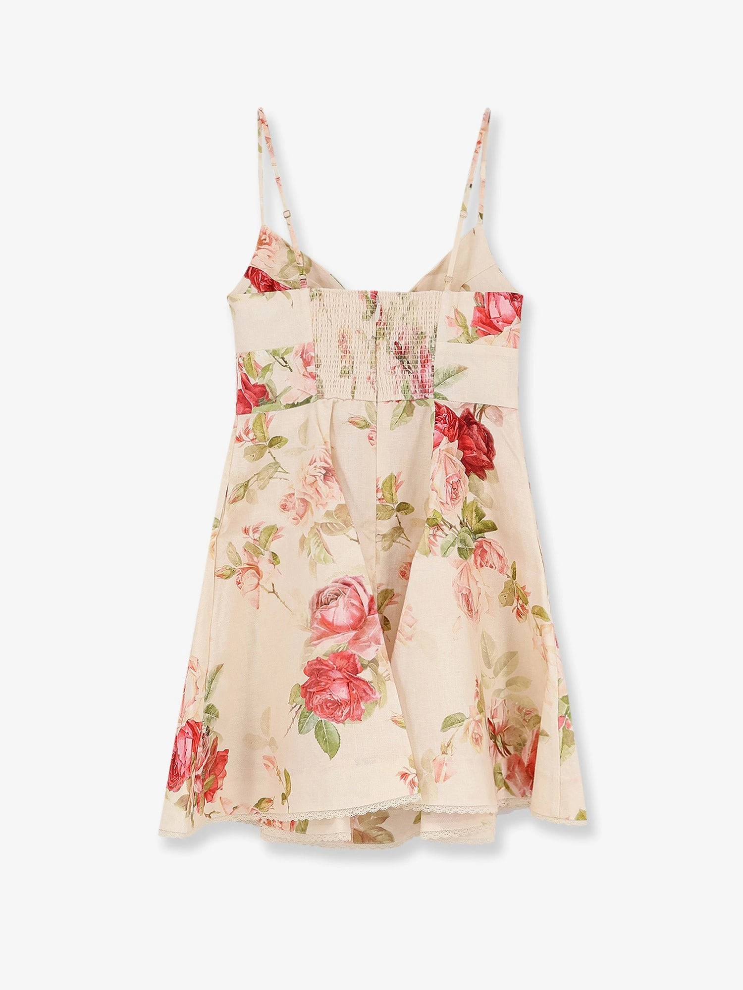 Roselight short linen dress with floral print