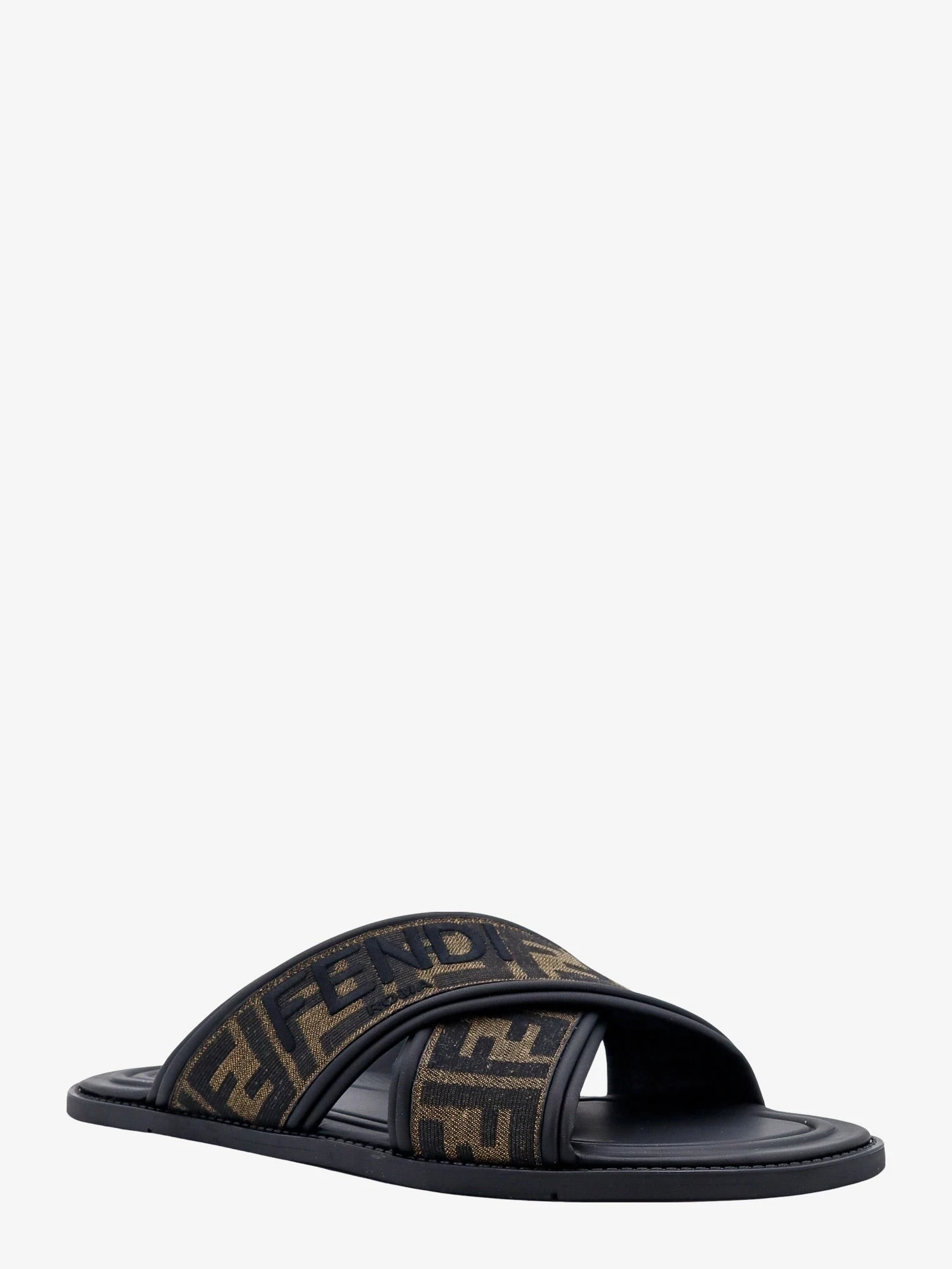 FF jacquard fabric sandals with embroidered logo