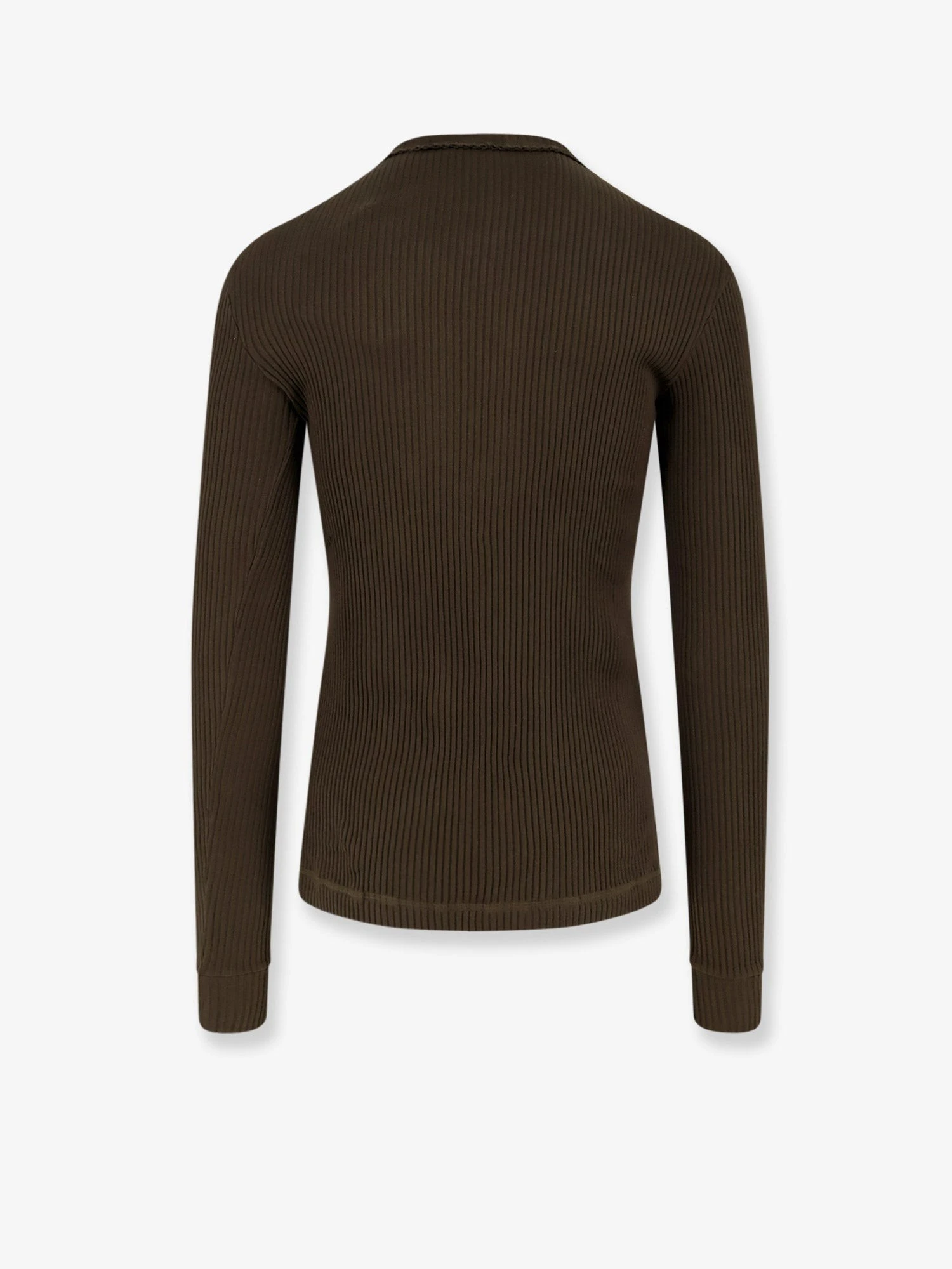 Ribbed cotton sweater with metal logo on the front.webp