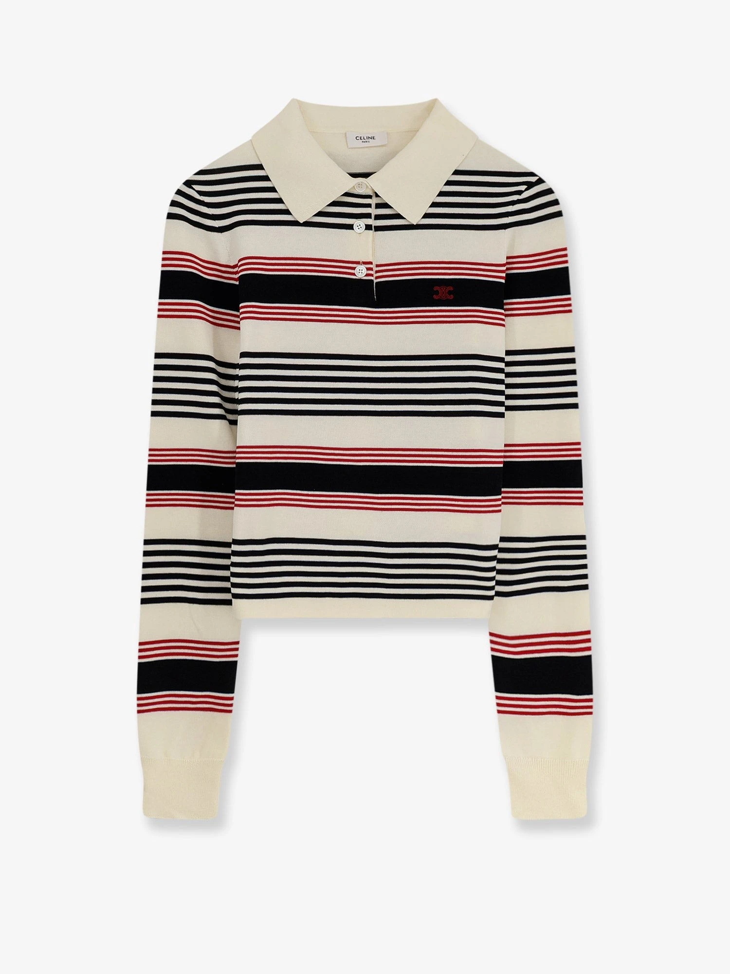 Striped cotton polo sweater.webp