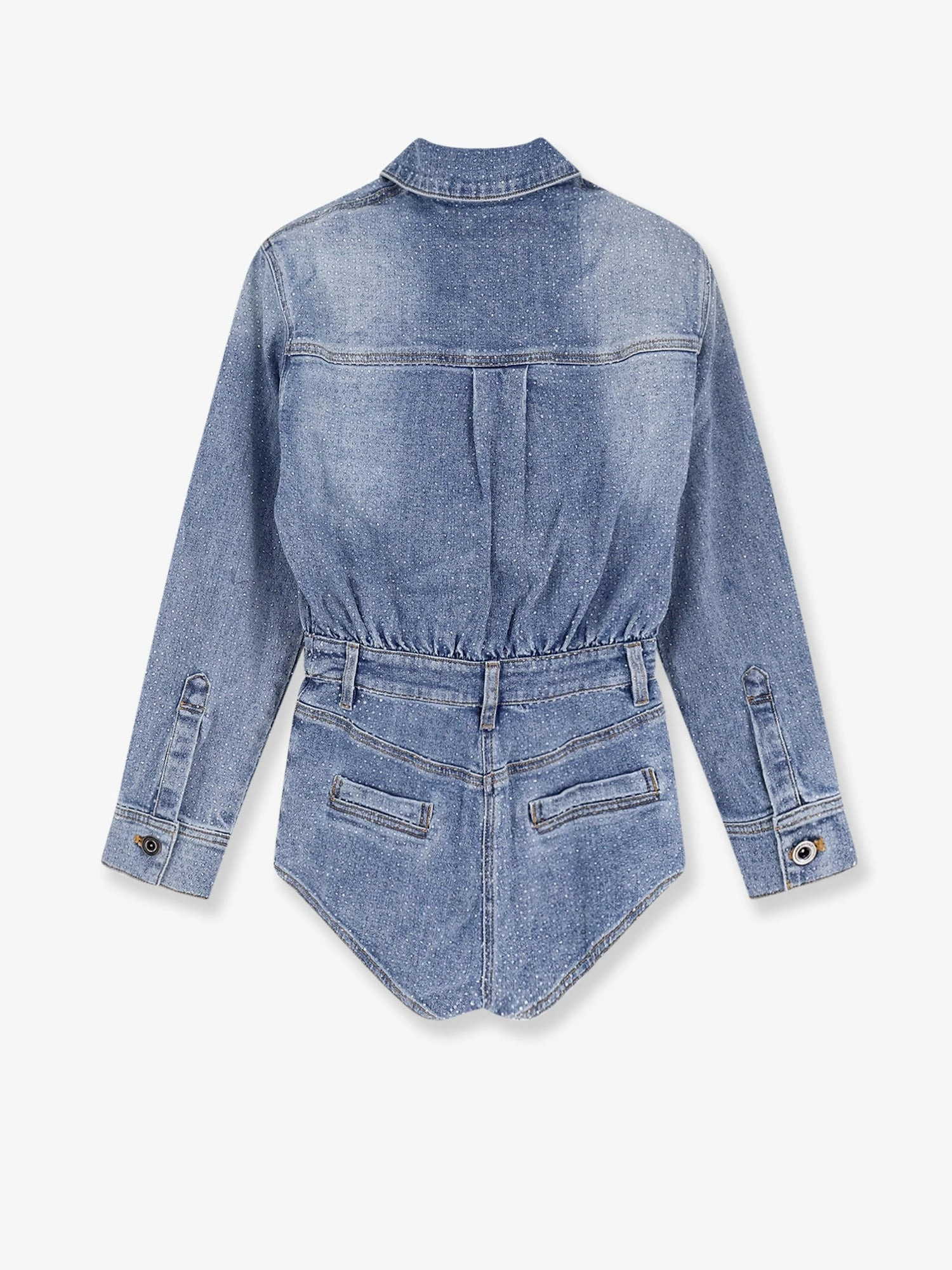 Denim jumpsuit with rhinestones.webp