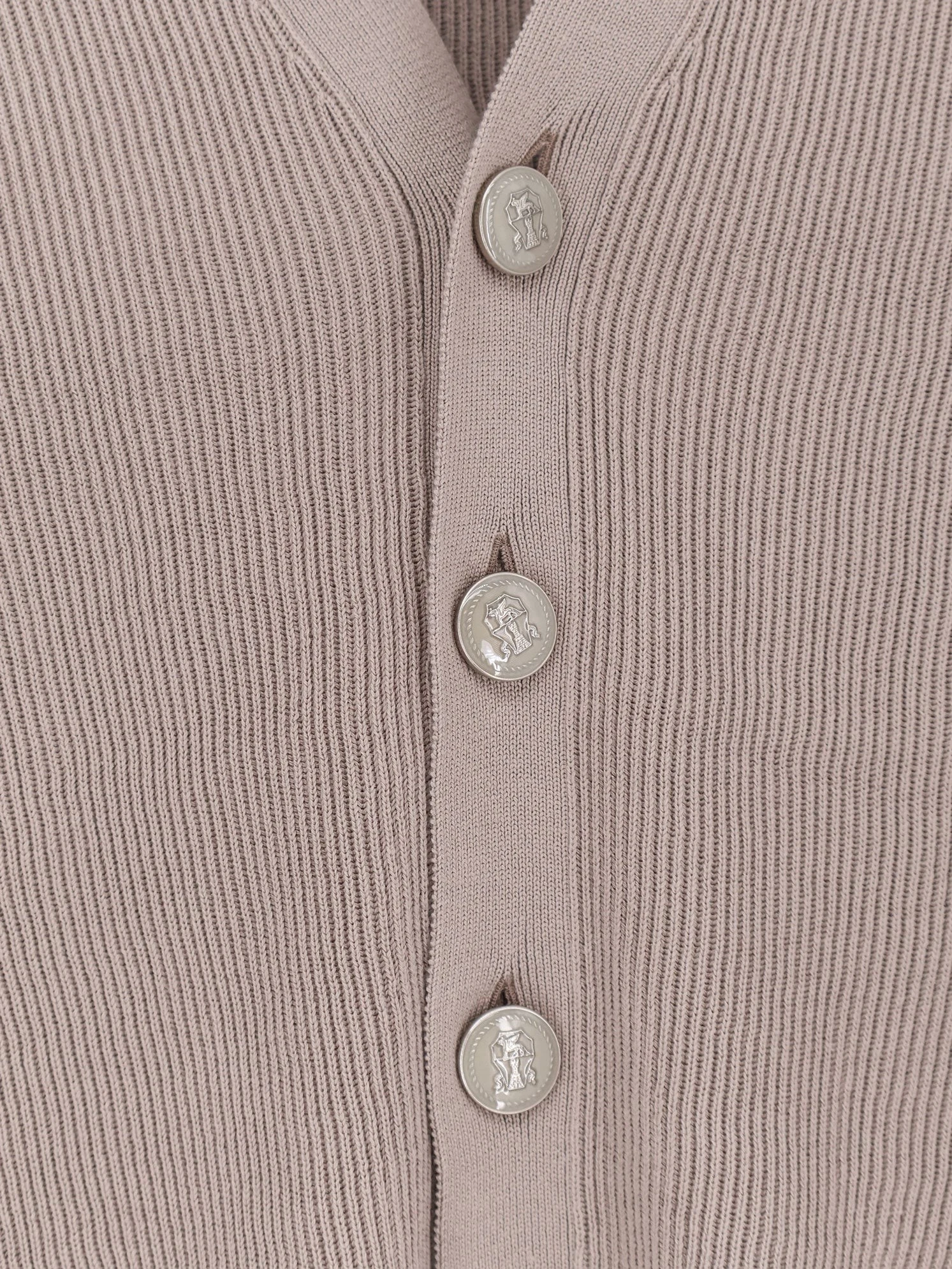 Cotton cardigan with metal logoed buttons.webp