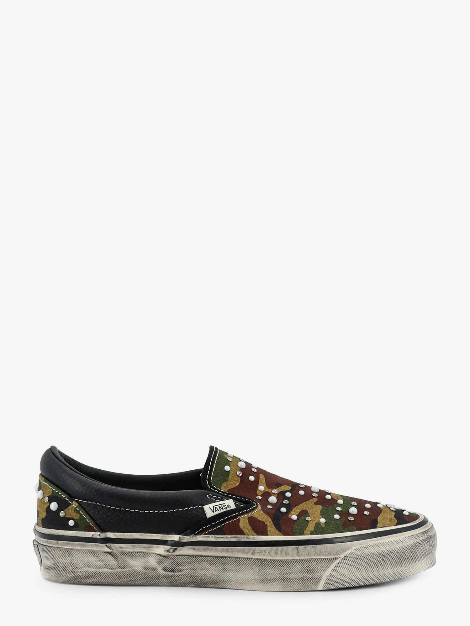 LX Classic Slip-On 98 canvas and leather sneakers with all-over metal beads.webp