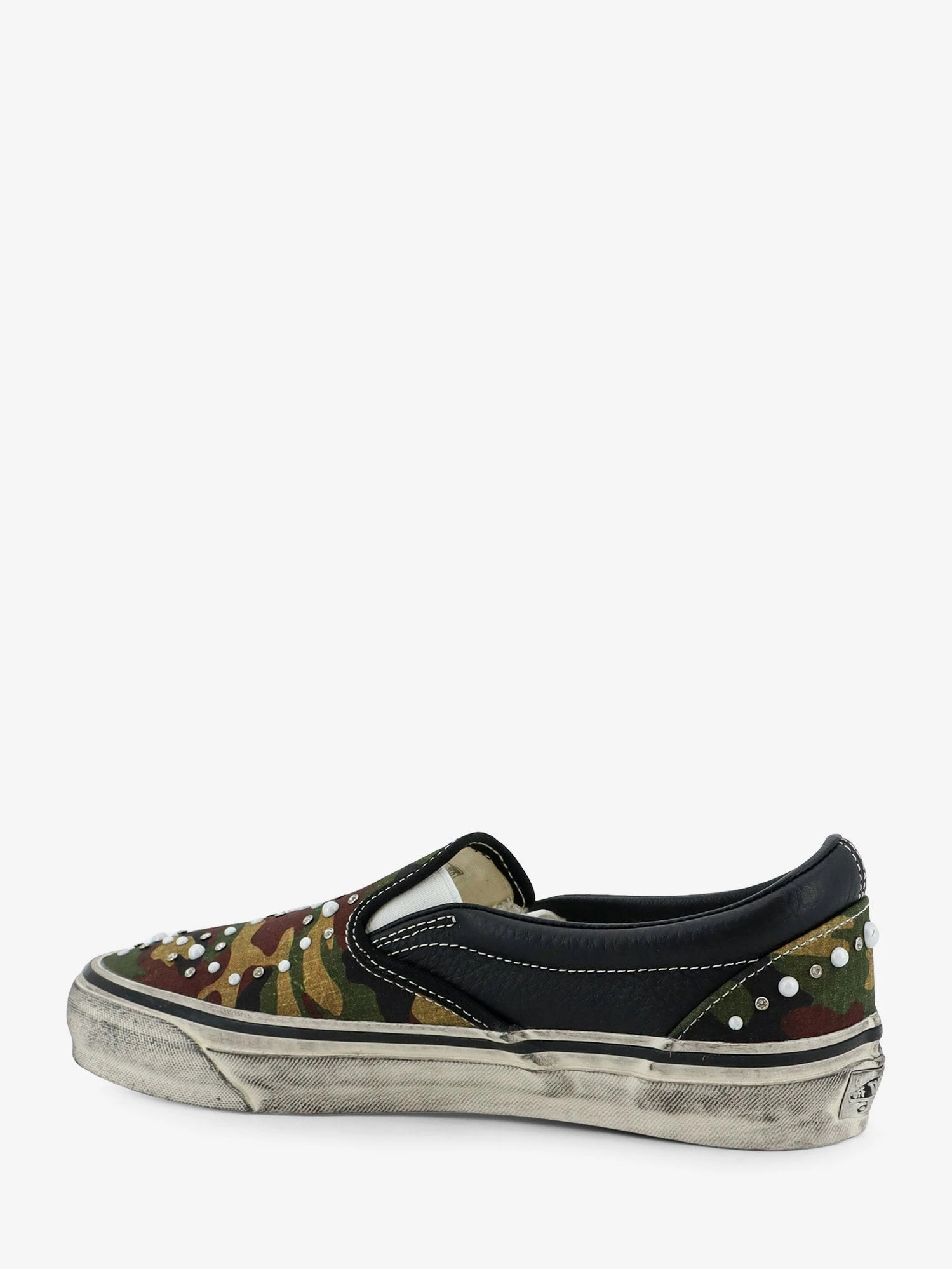 LX Classic Slip-On 98 canvas and leather sneakers with all-over metal beads.webp