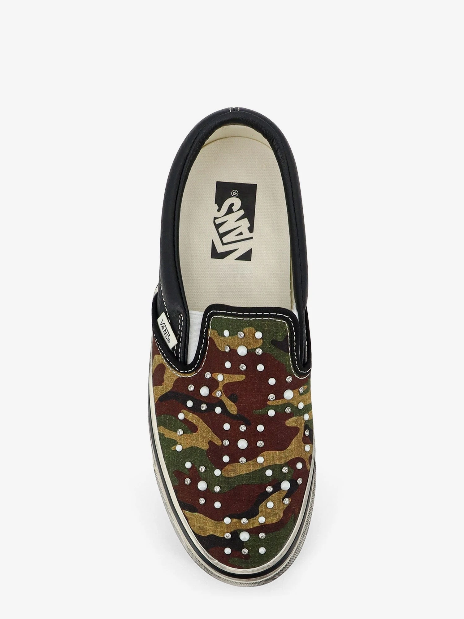 LX Classic Slip-On 98 canvas and leather sneakers with all-over metal beads.webp