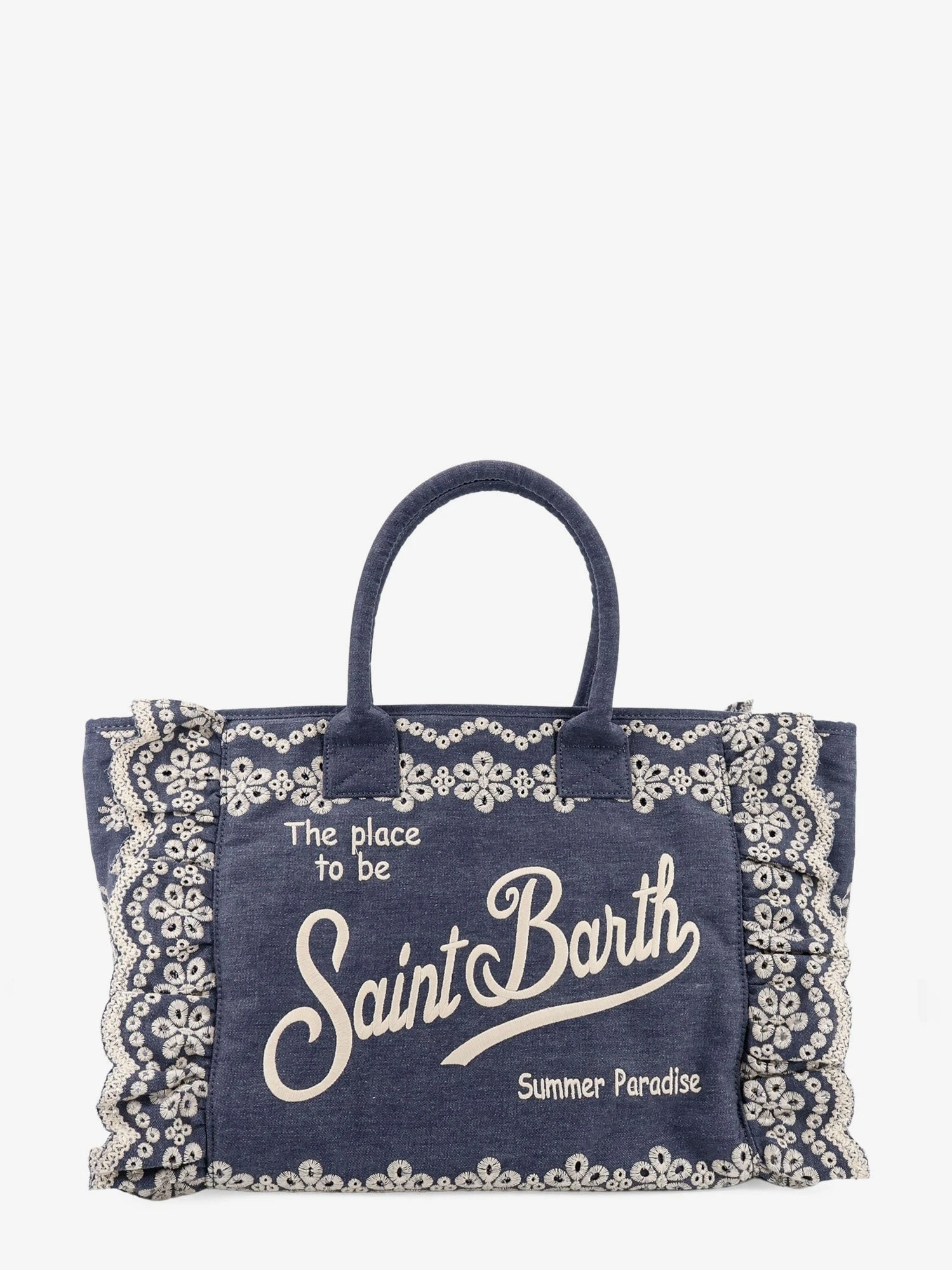 Vanity Volant canvas handbag with Sangallo embroidery.webp