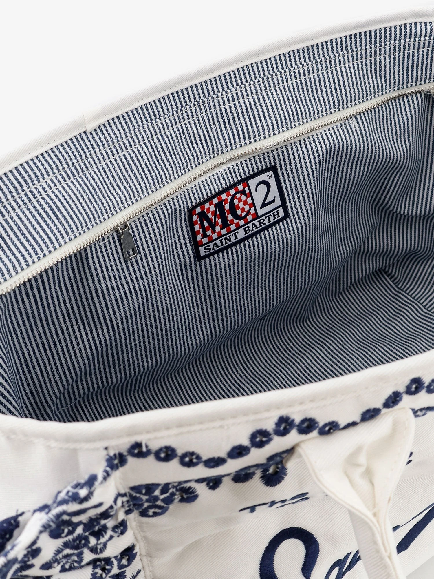 Vanity Volant canvas handbag with Sangallo embroidery.webp