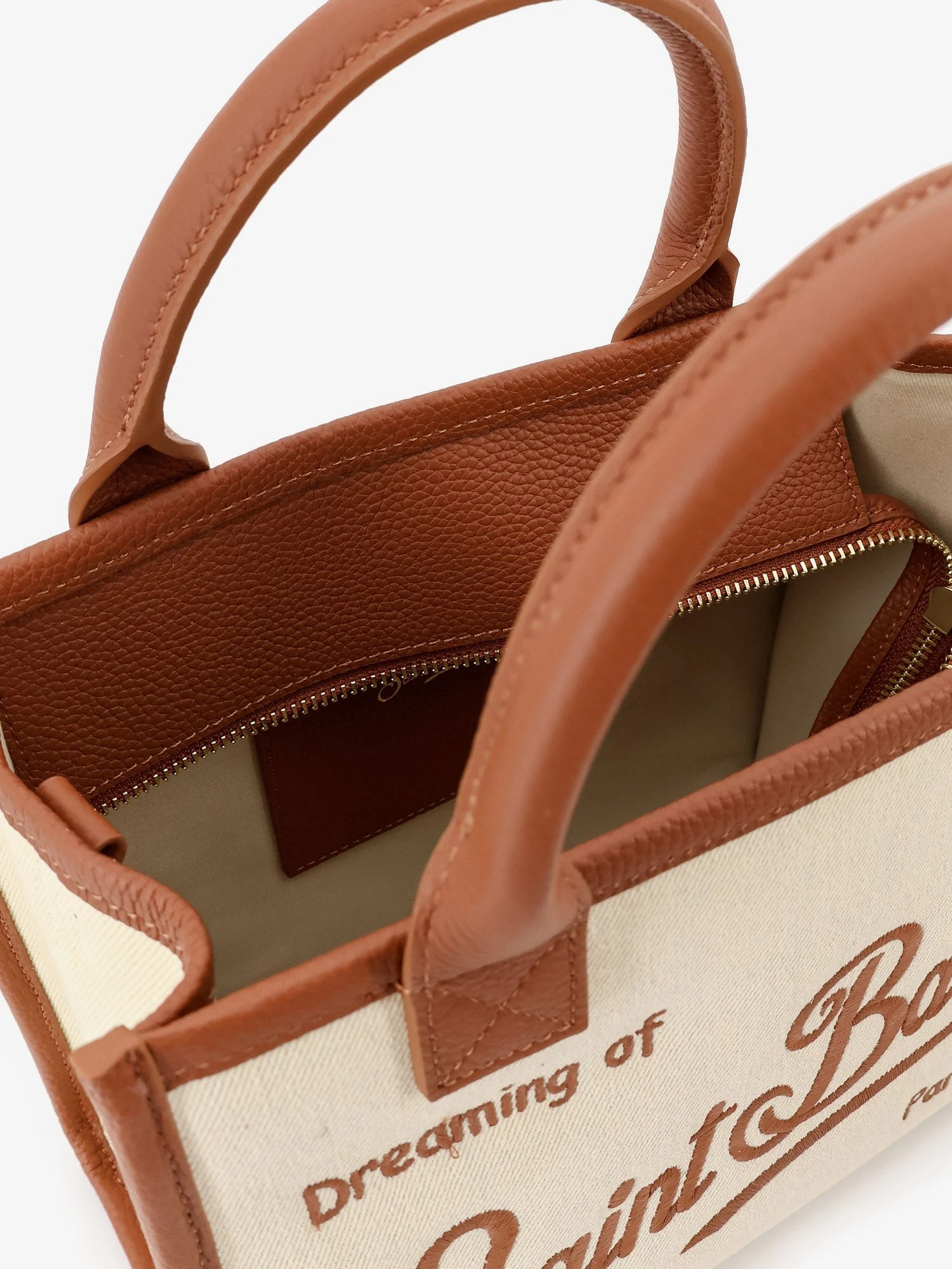 Midi canvas vanity bag with embroidered logo on the front.webp