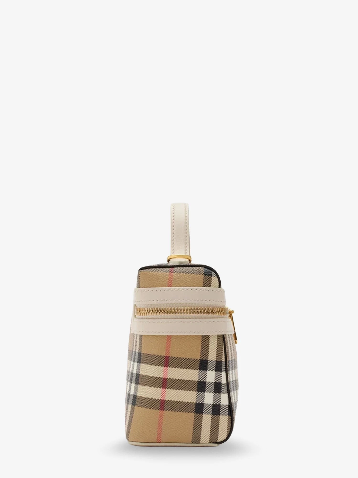 Coated canvas vanity case with check pattern.webp