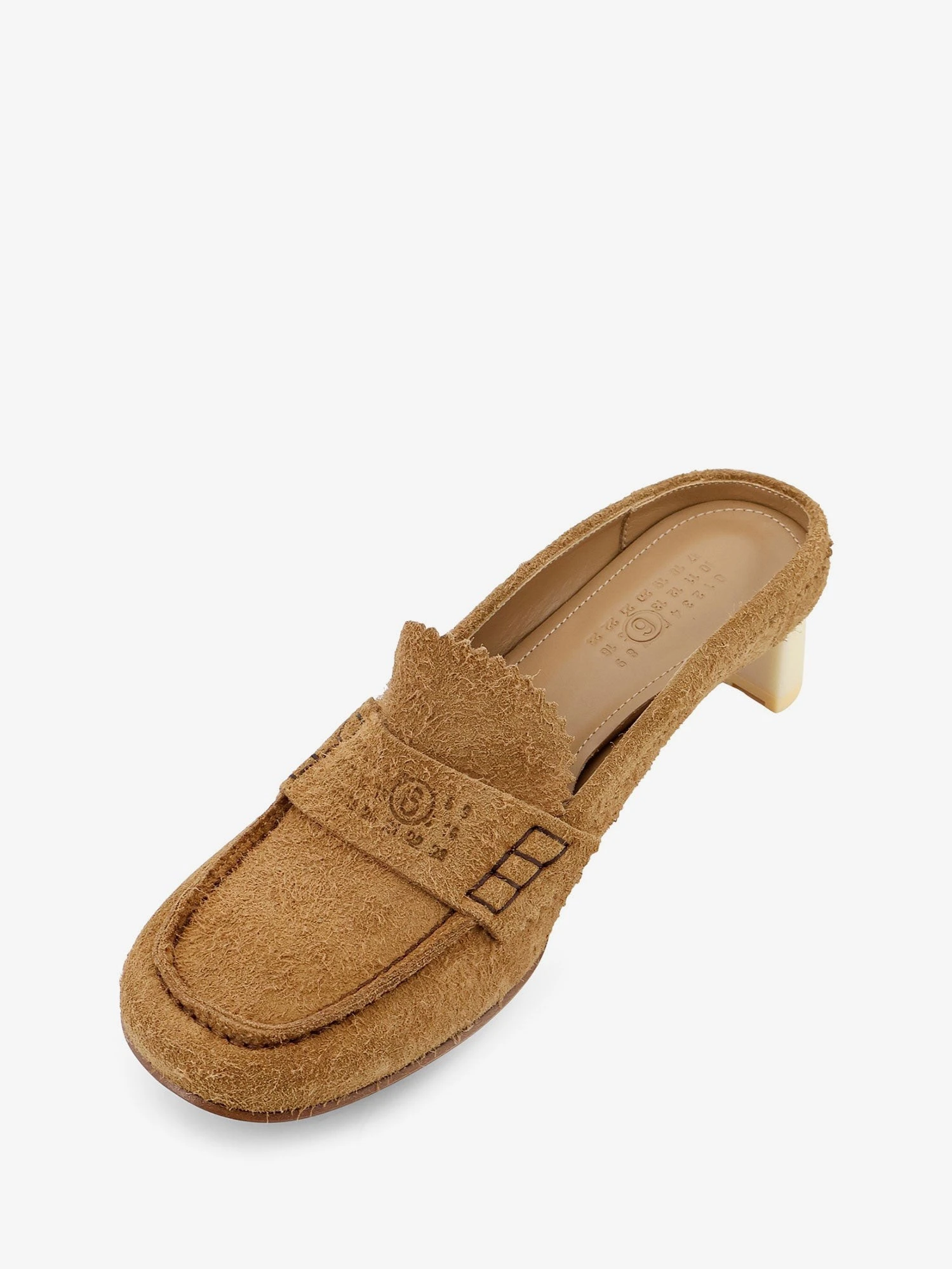 Suede sandals with iconic engraved logo.webp