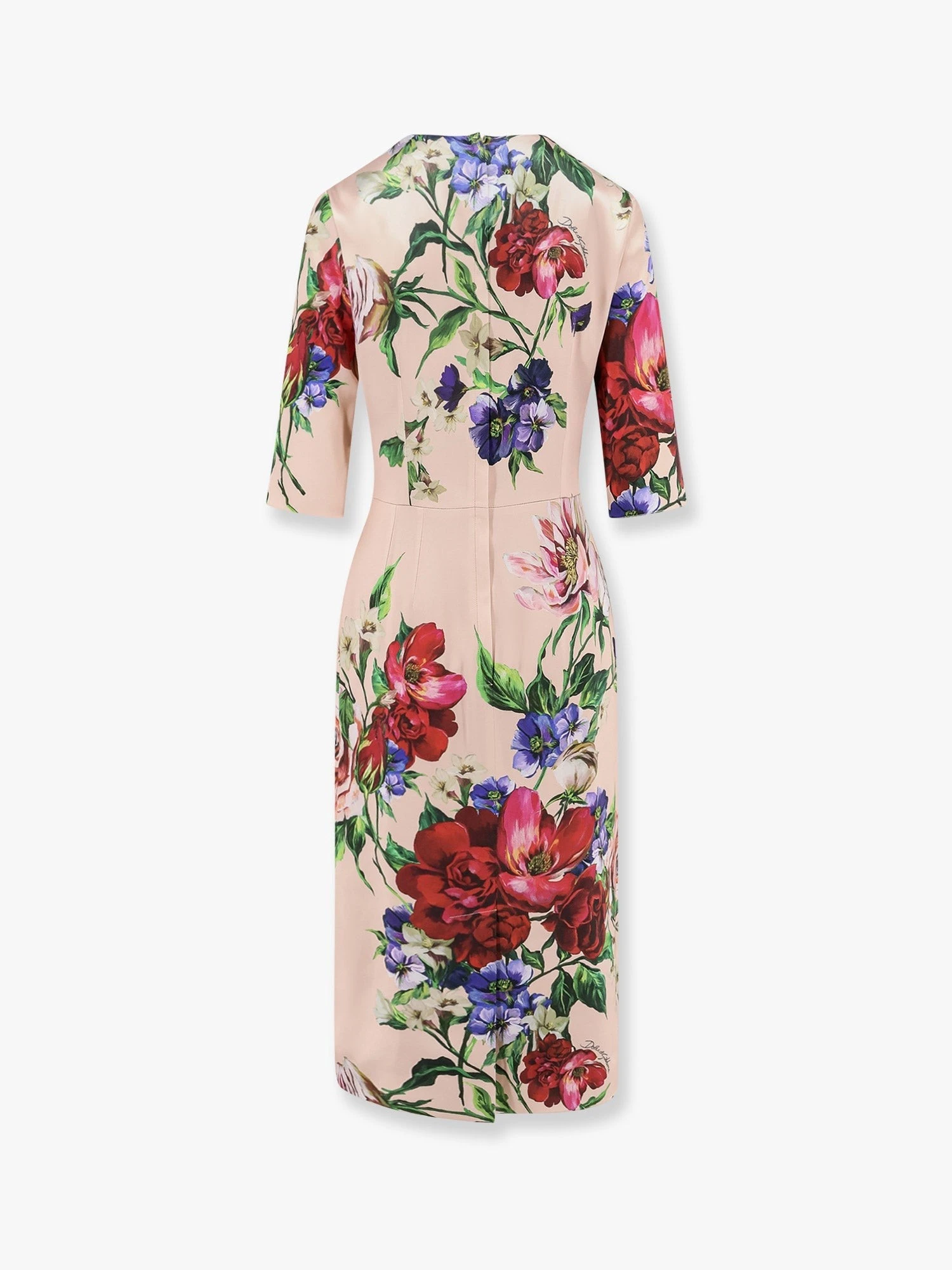 Satin dress with iconic floral print.webp