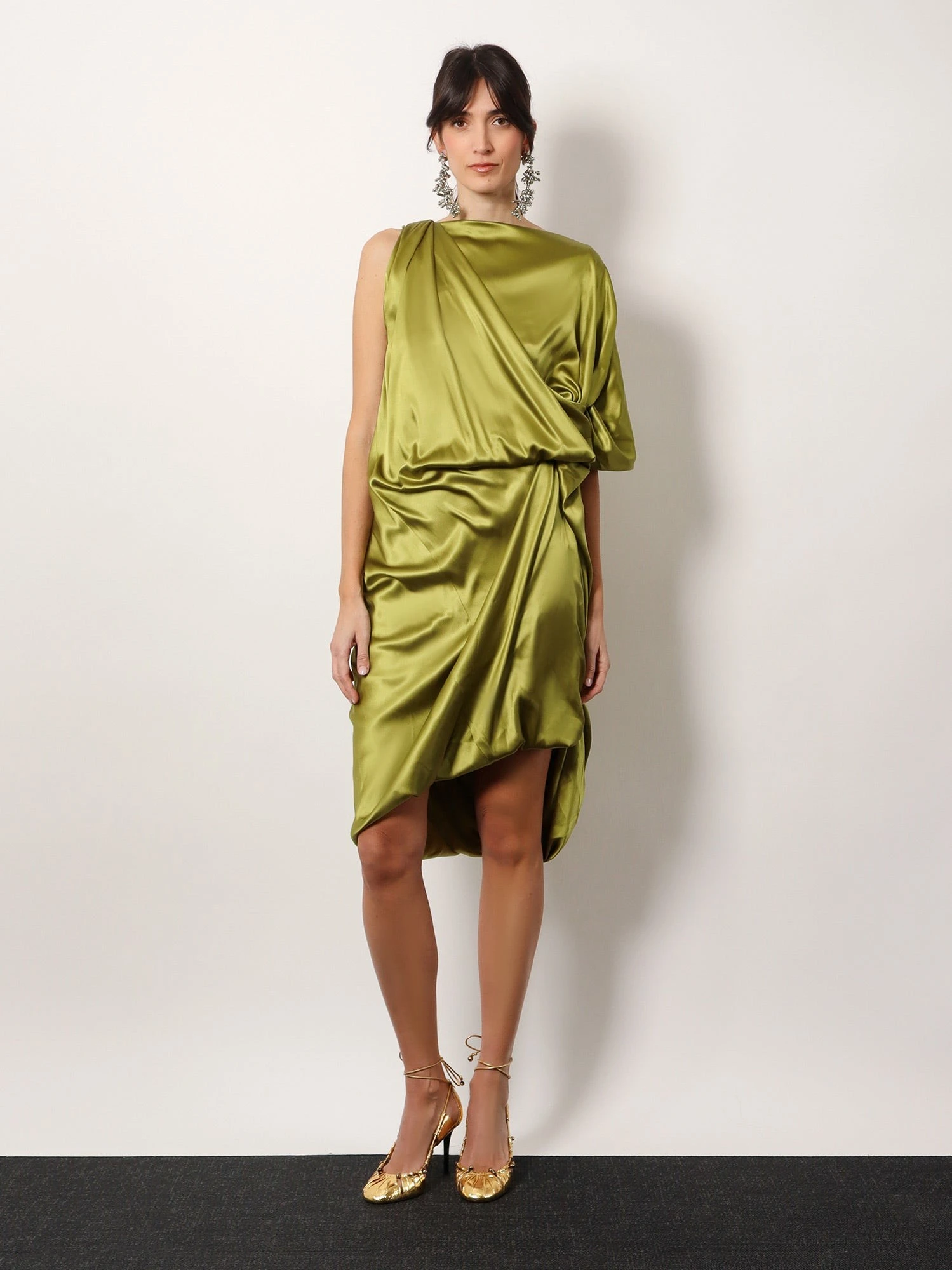 Dalant silk dress with lateral knot.webp
