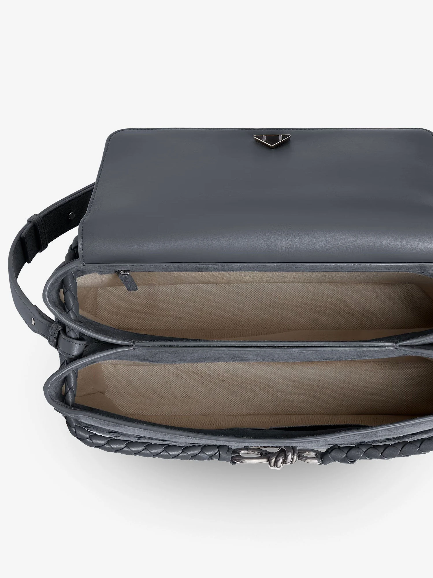 Andiamo Messenger suede shoulder bag with Intrecciato motif.webp