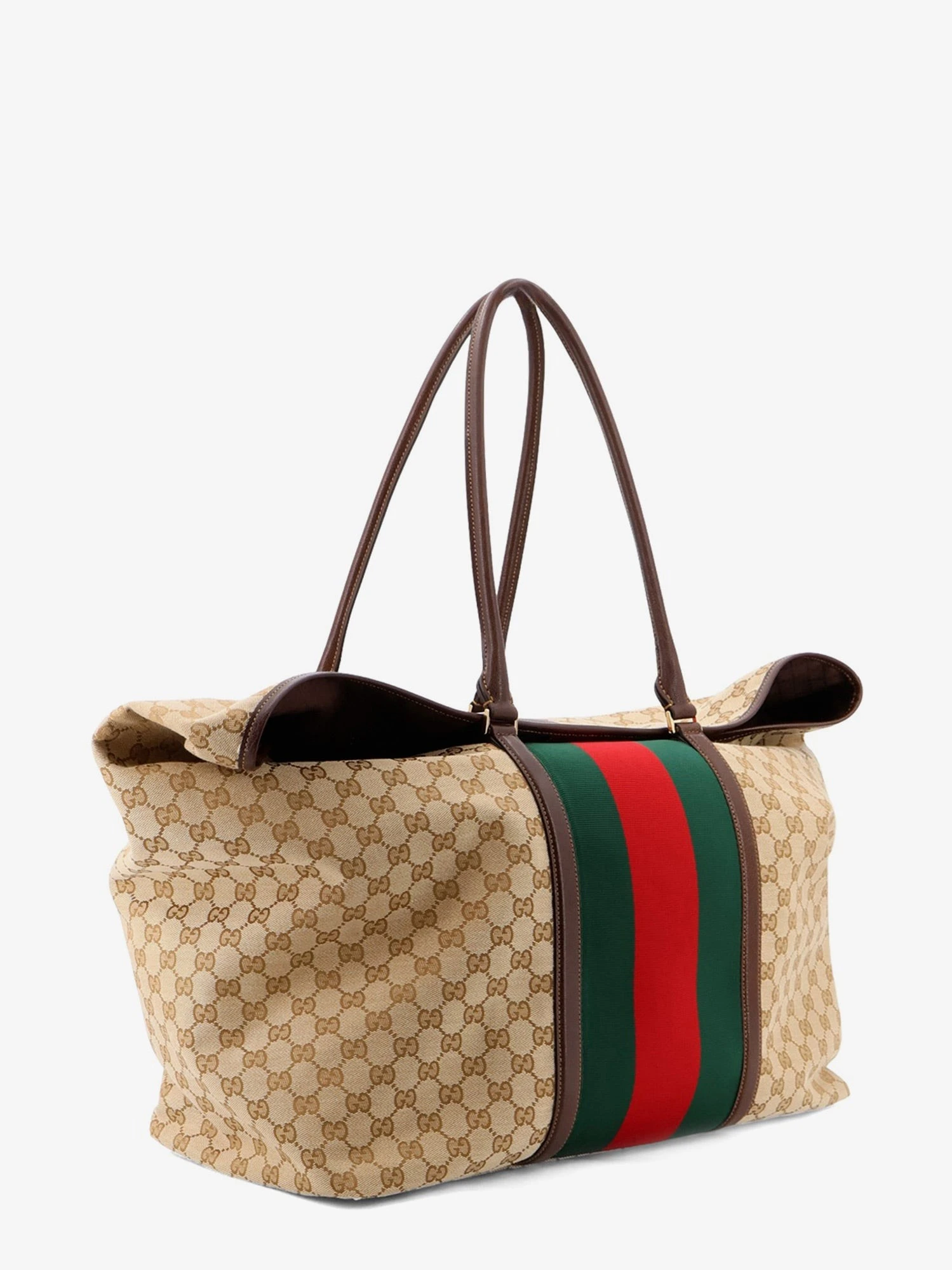 GG fabric travel bag with Web detail on the front.webp