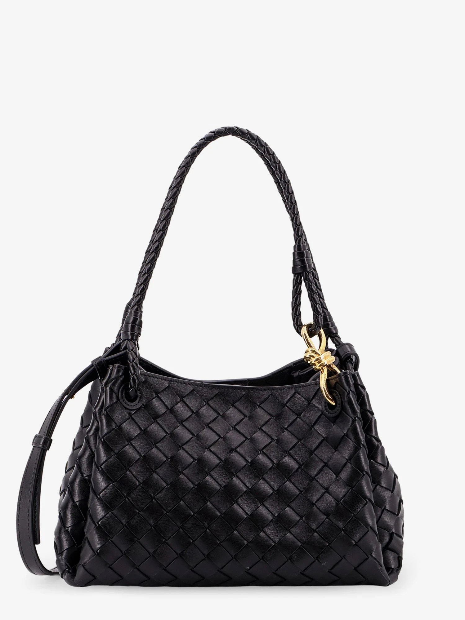 Parachute leather shoulder bag with Intrecciato motif and Knot detail.webp
