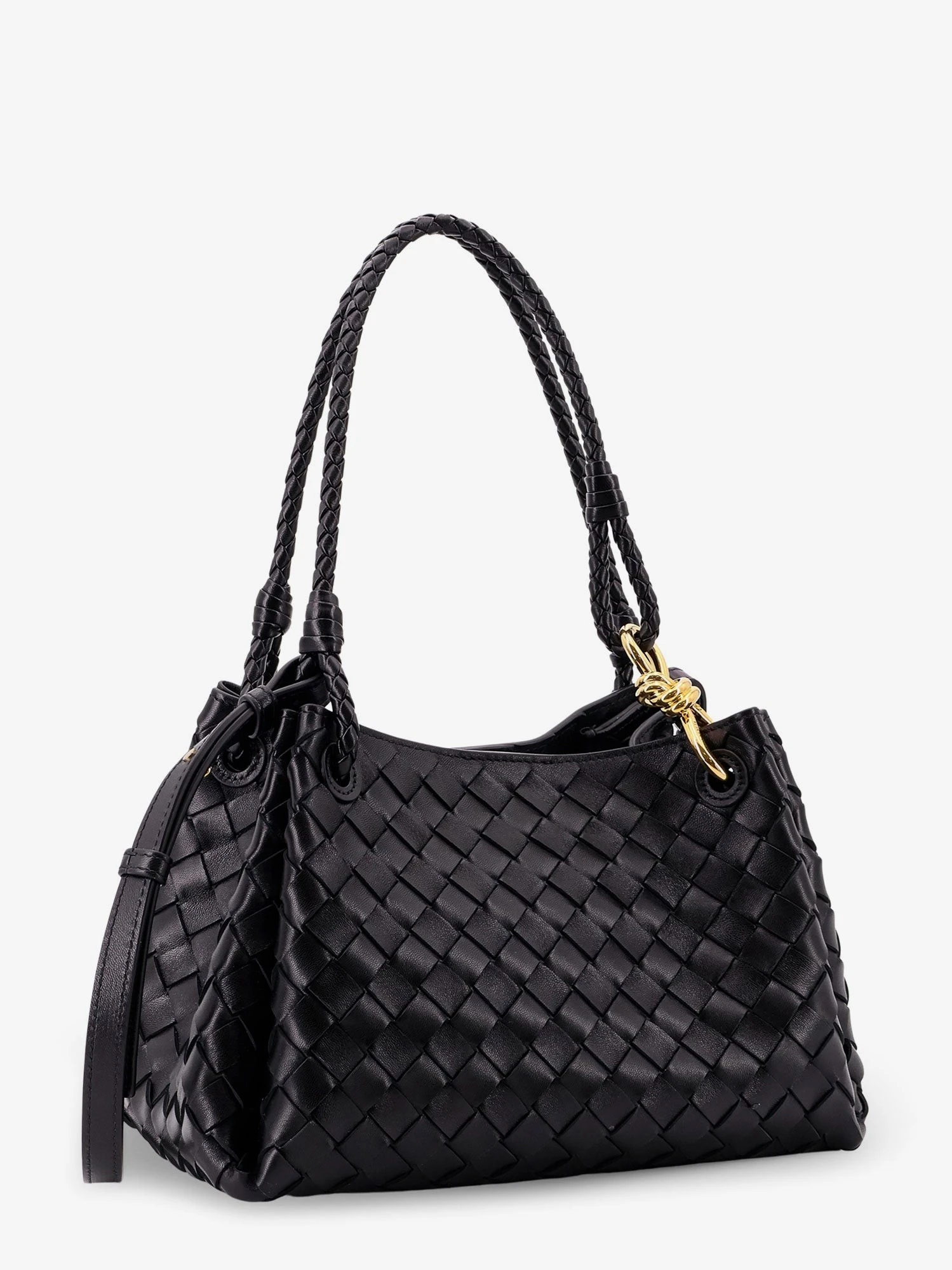 Parachute leather shoulder bag with Intrecciato motif and Knot detail.webp