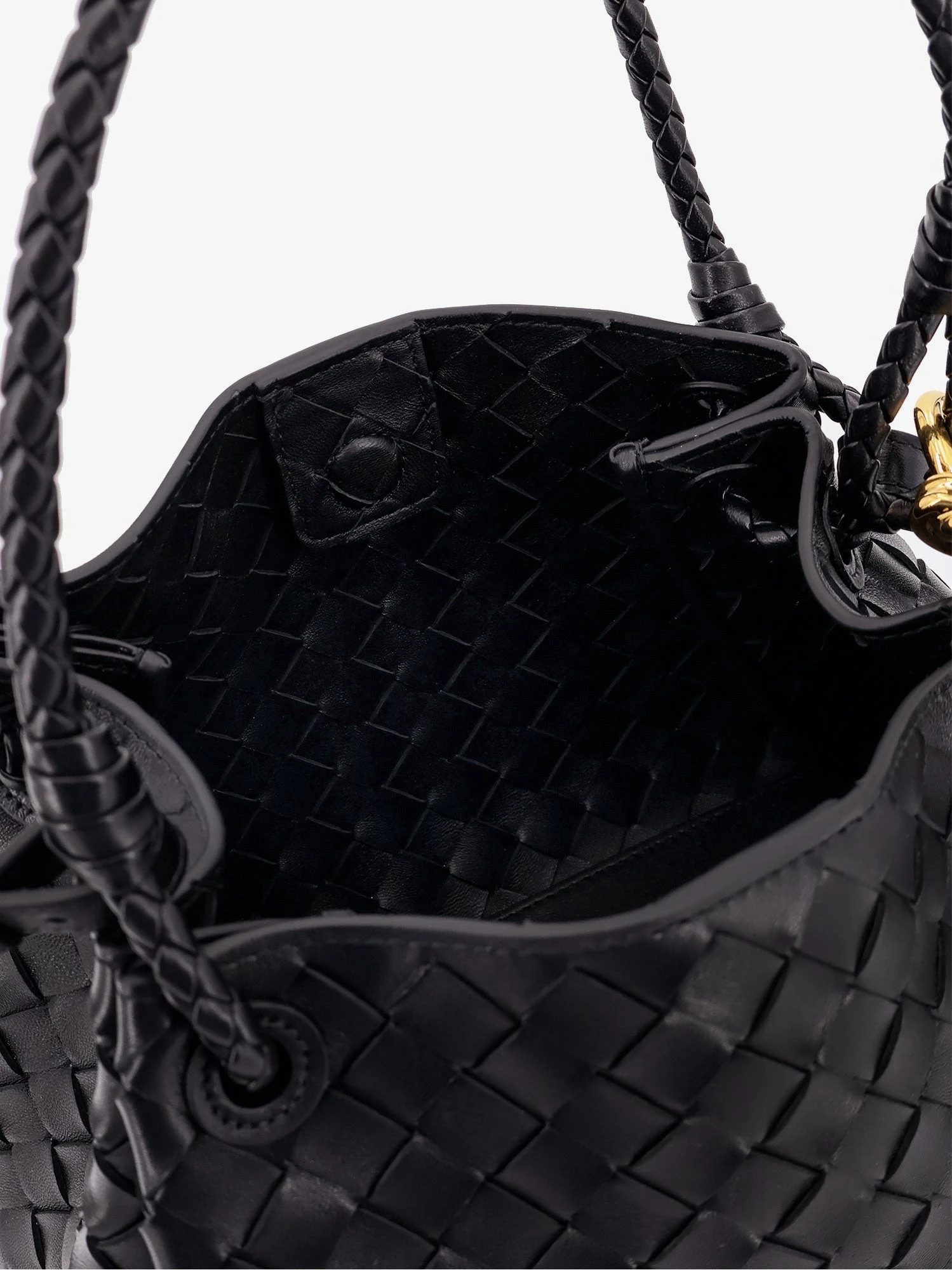 Parachute leather shoulder bag with Intrecciato motif and Knot detail.webp
