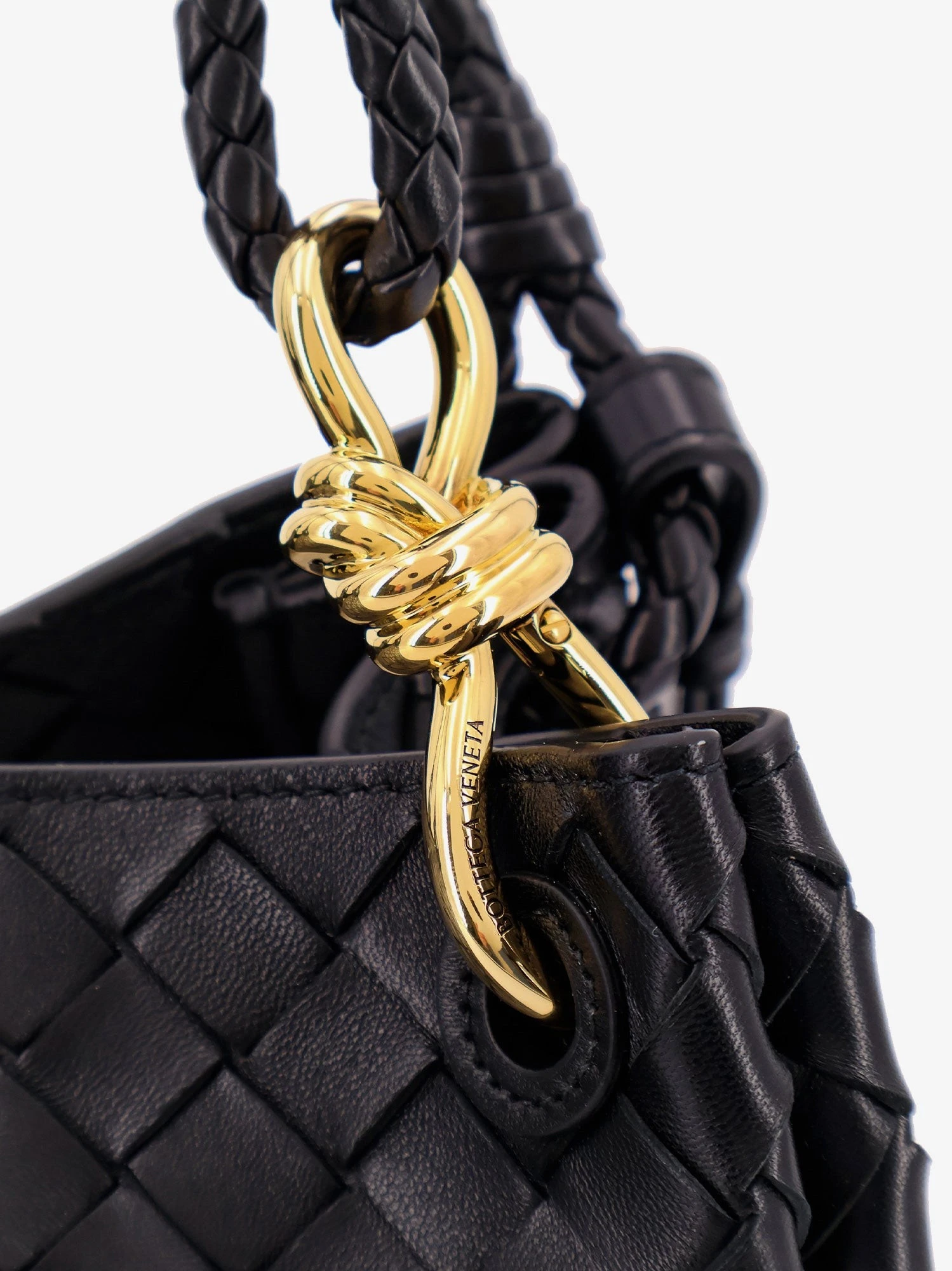 Parachute leather shoulder bag with Intrecciato motif and Knot detail.webp