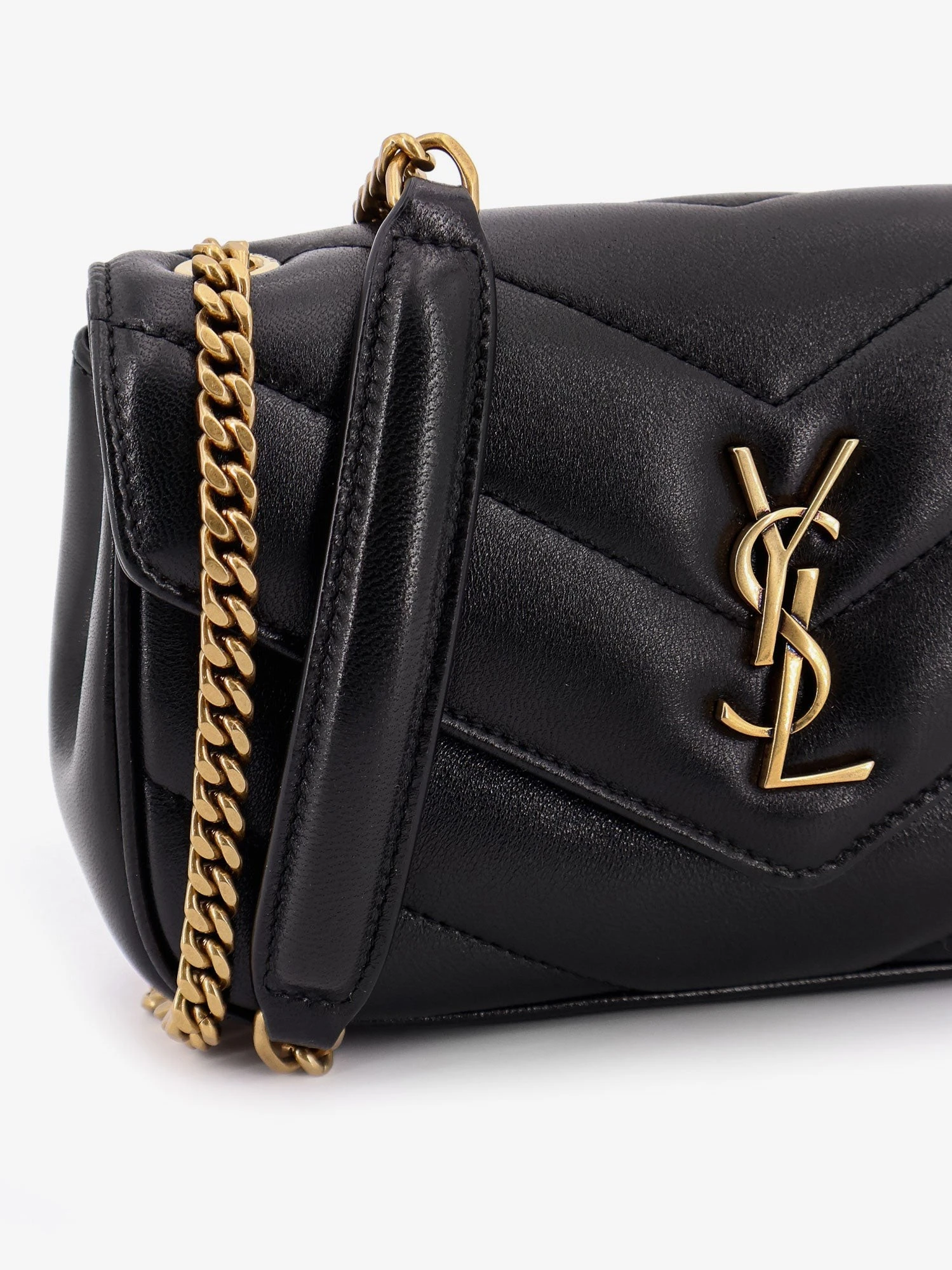 Loulou Mini leather crosbody bag with chevron stitching.webp
