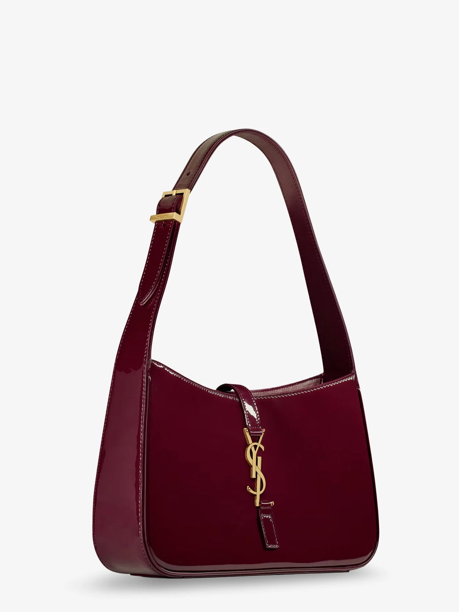 LE 5 À 7 bordeaux patent leather shoulder bag.webp