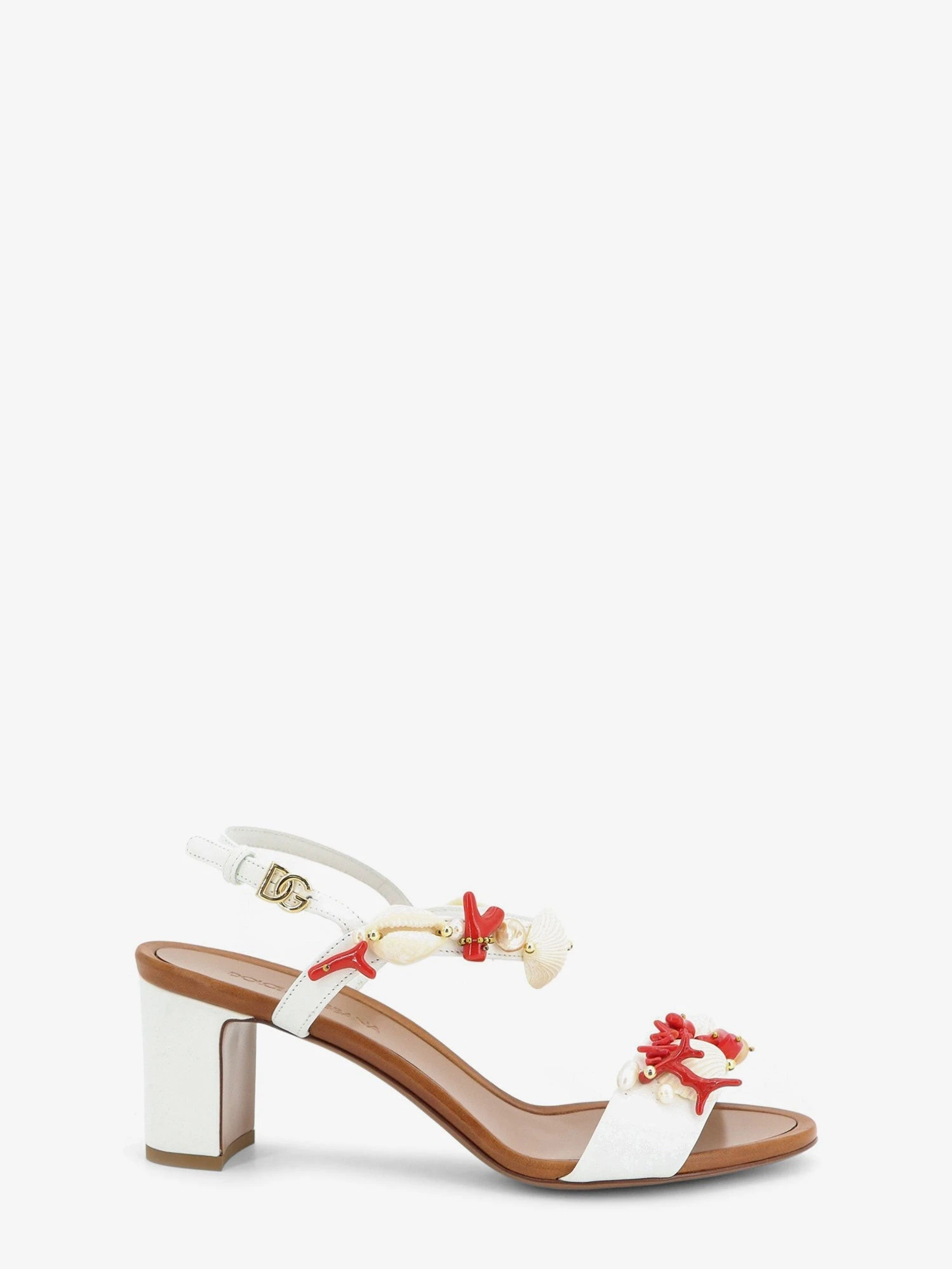 Leather sandals with sea coral details.webp