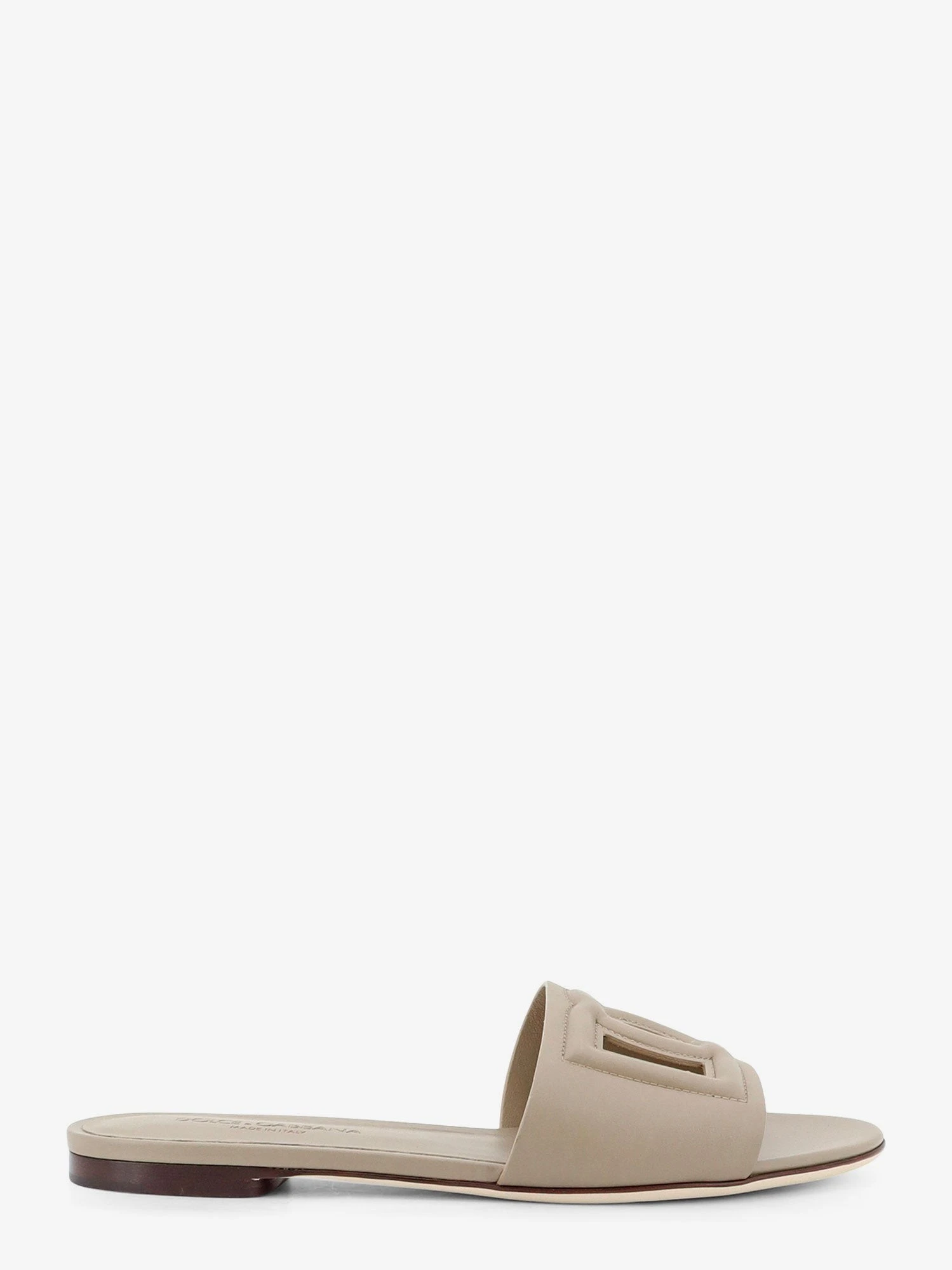 Leather sandals with DG Millennials logo.webp