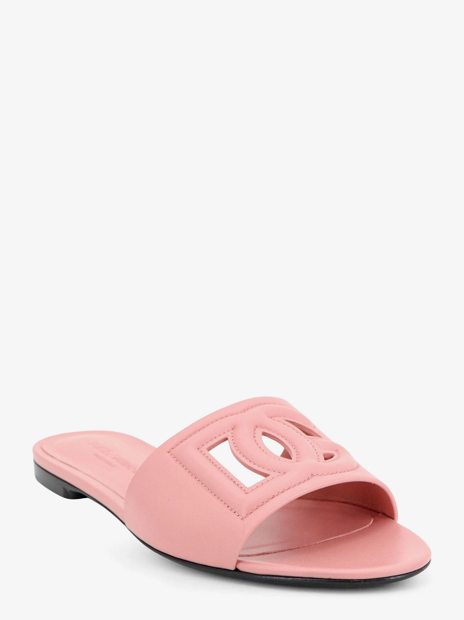 Leather sandals with DG Millennials logo.webp