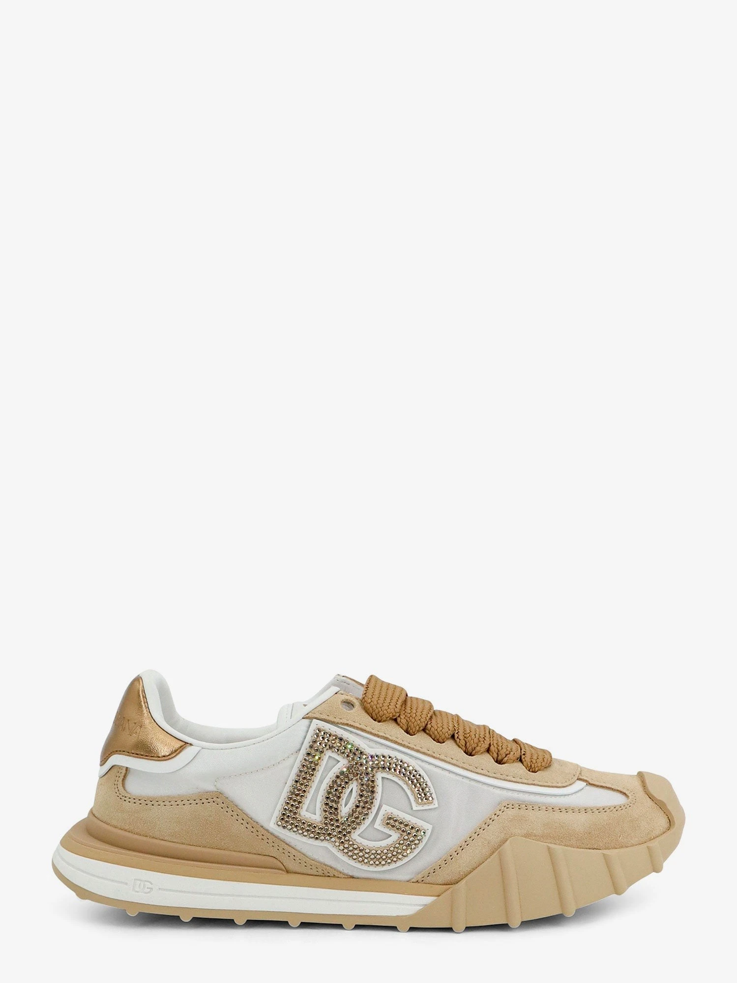 Nylon and suede sneakers with rhinestone DG logo.webp