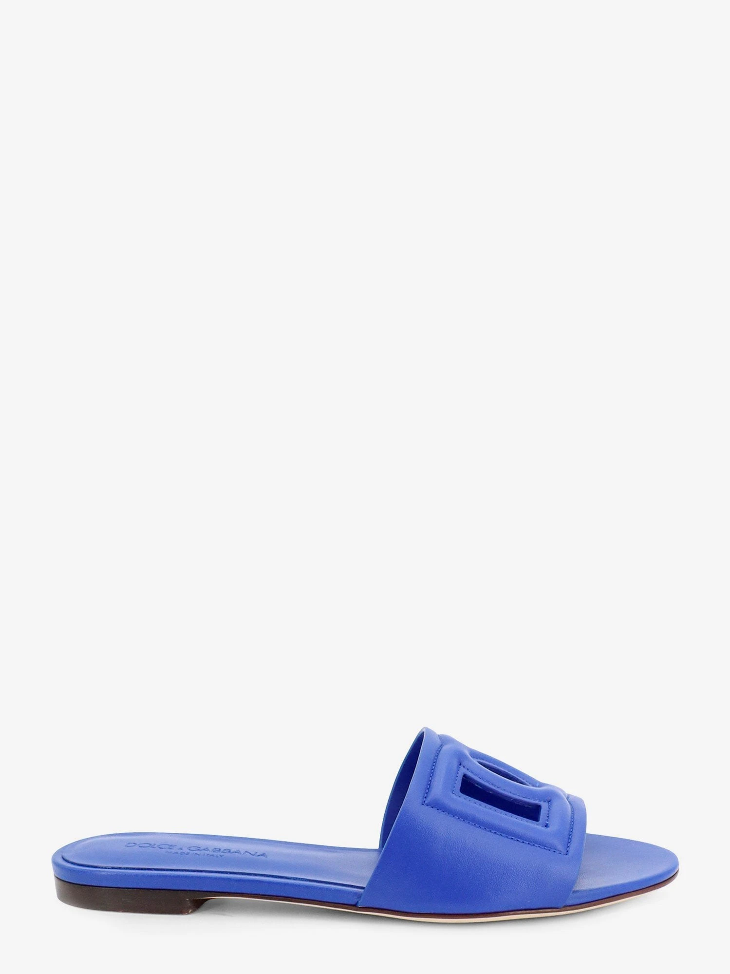 Leather sandals with DG Millennials logo.webp
