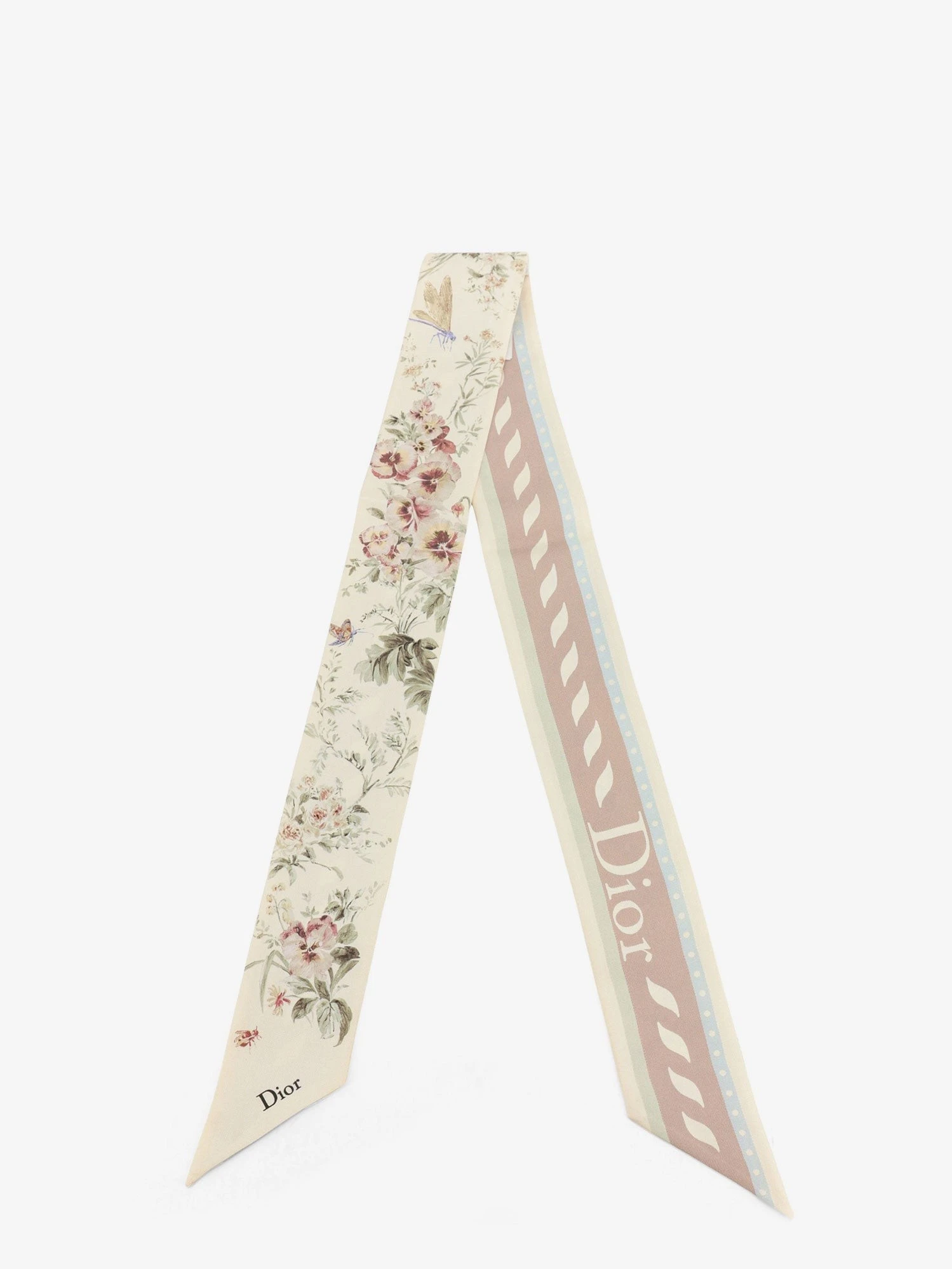 Silk bandeau with toile de Jouy Floral Garden print.webp
