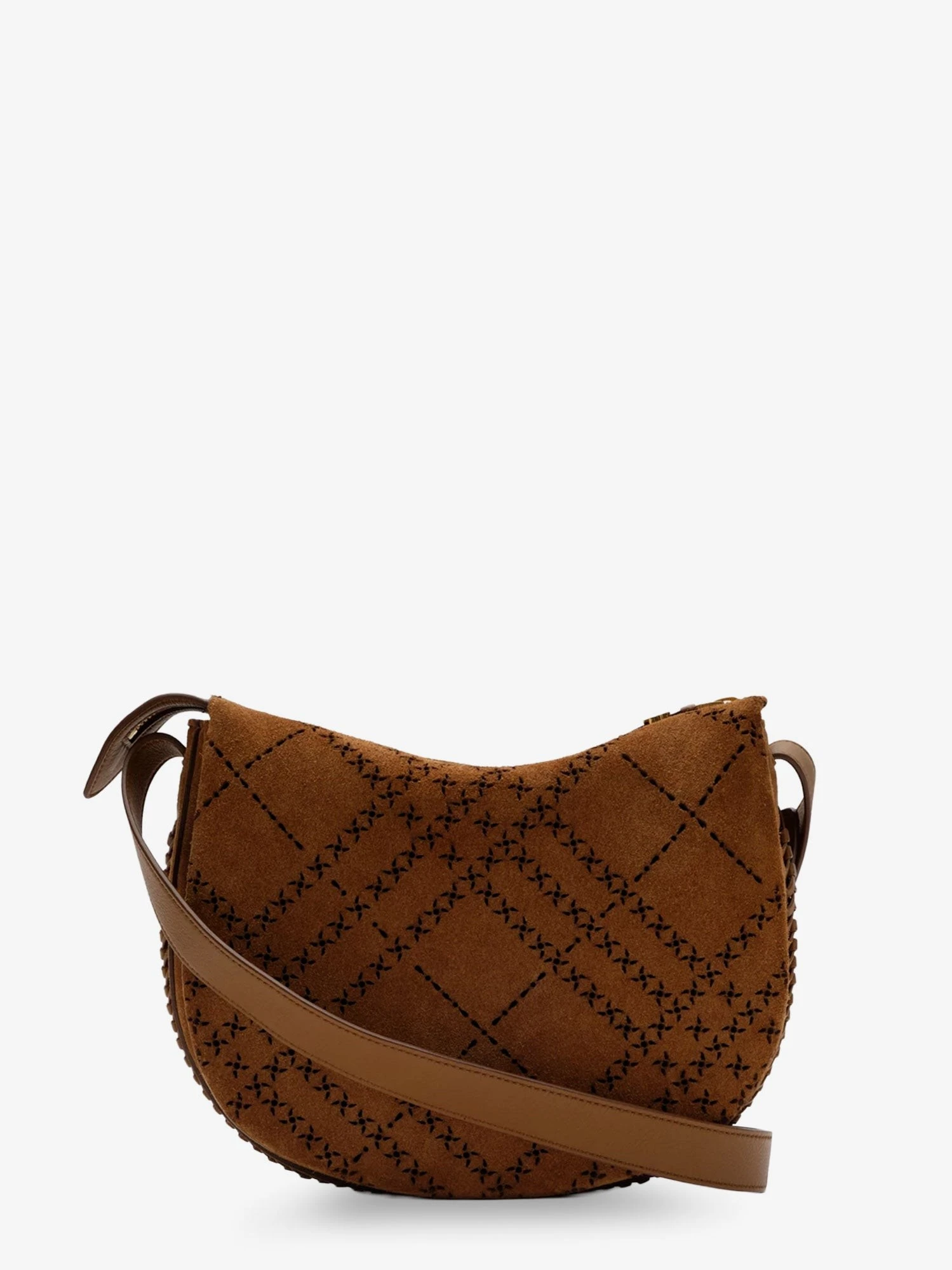 Tavistock suede crossbody bag with perforated pattern.webp