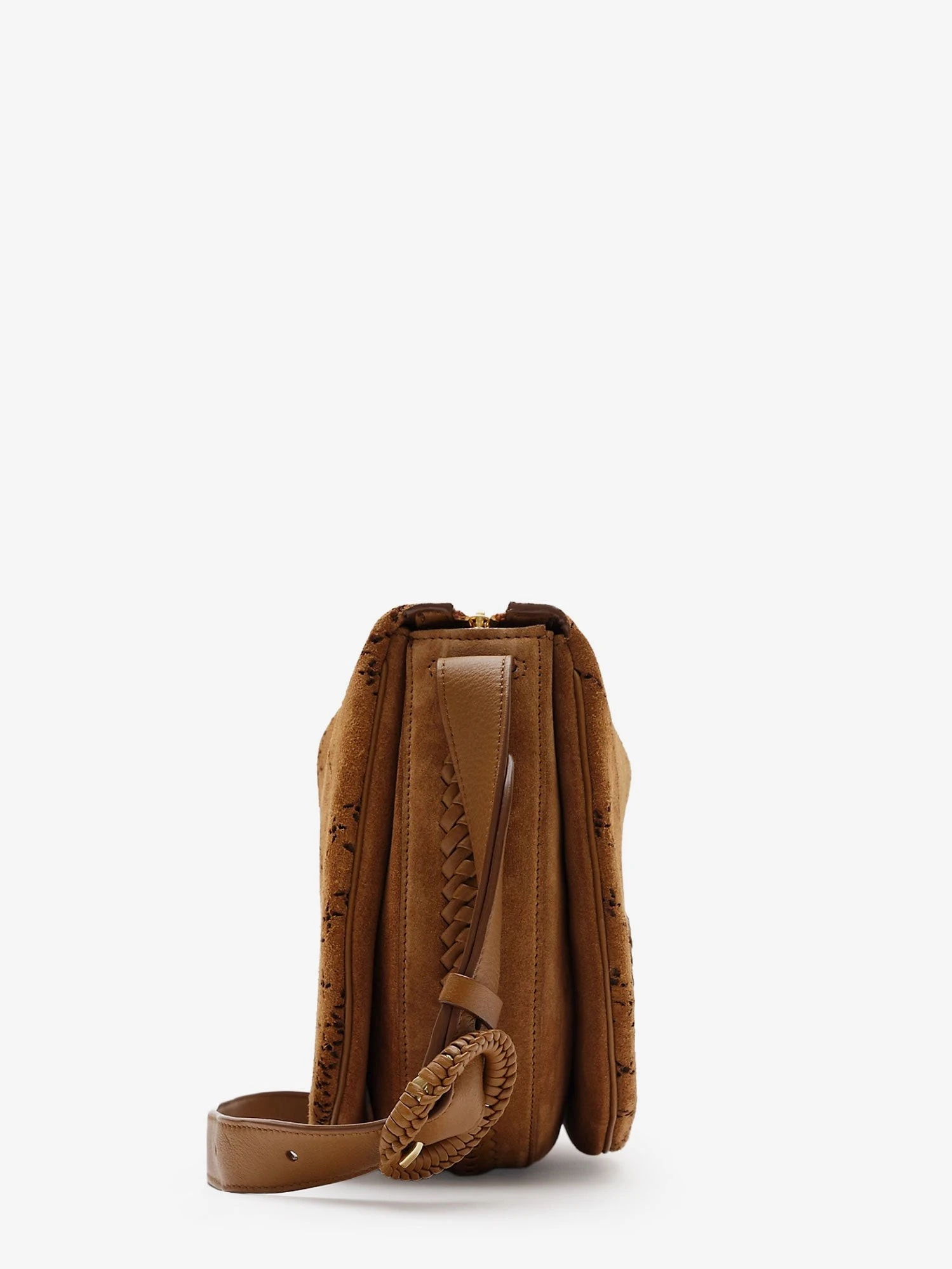 Tavistock suede crossbody bag with perforated pattern.webp