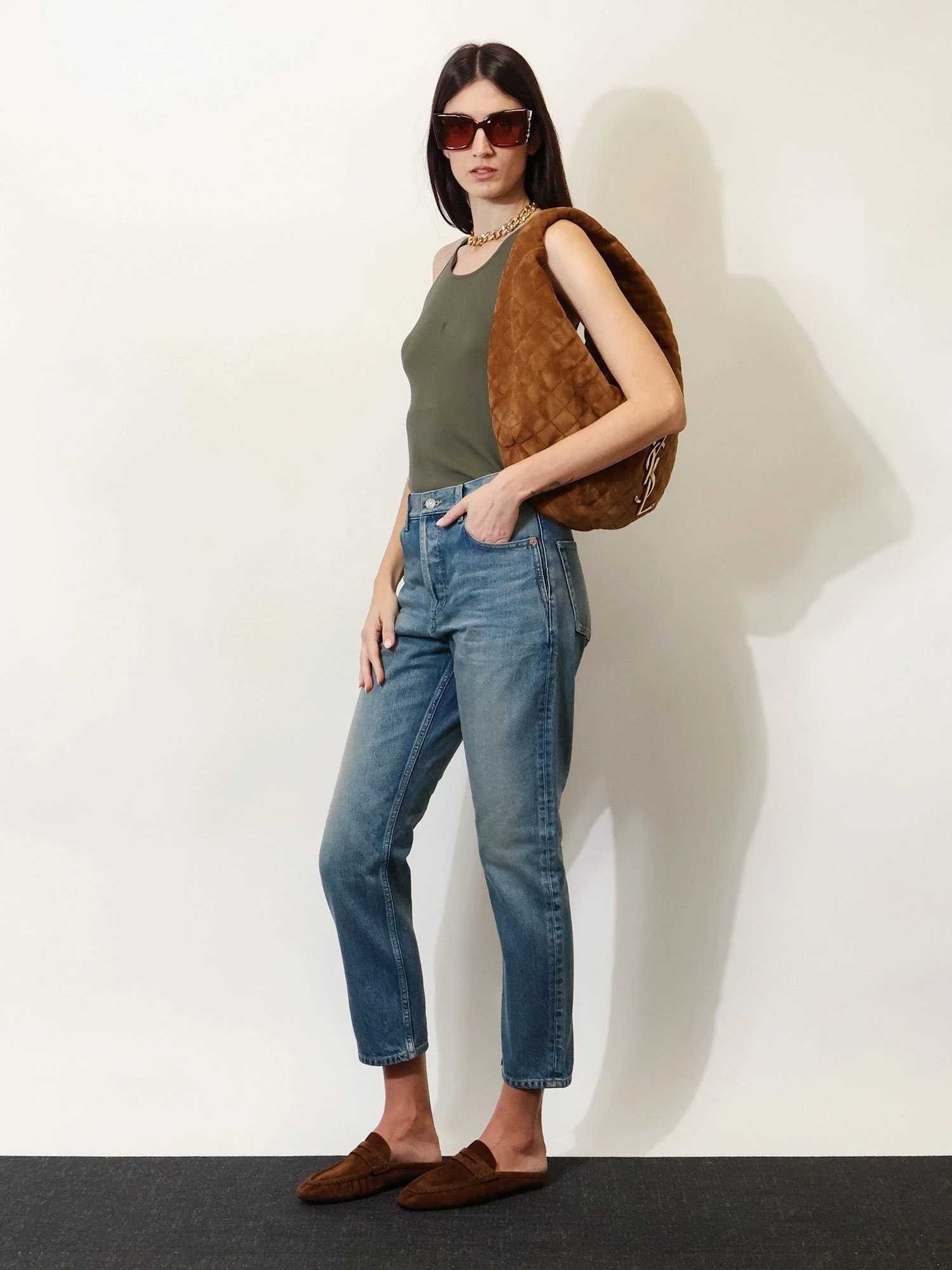 Ankle midi blue denim jeans.webp