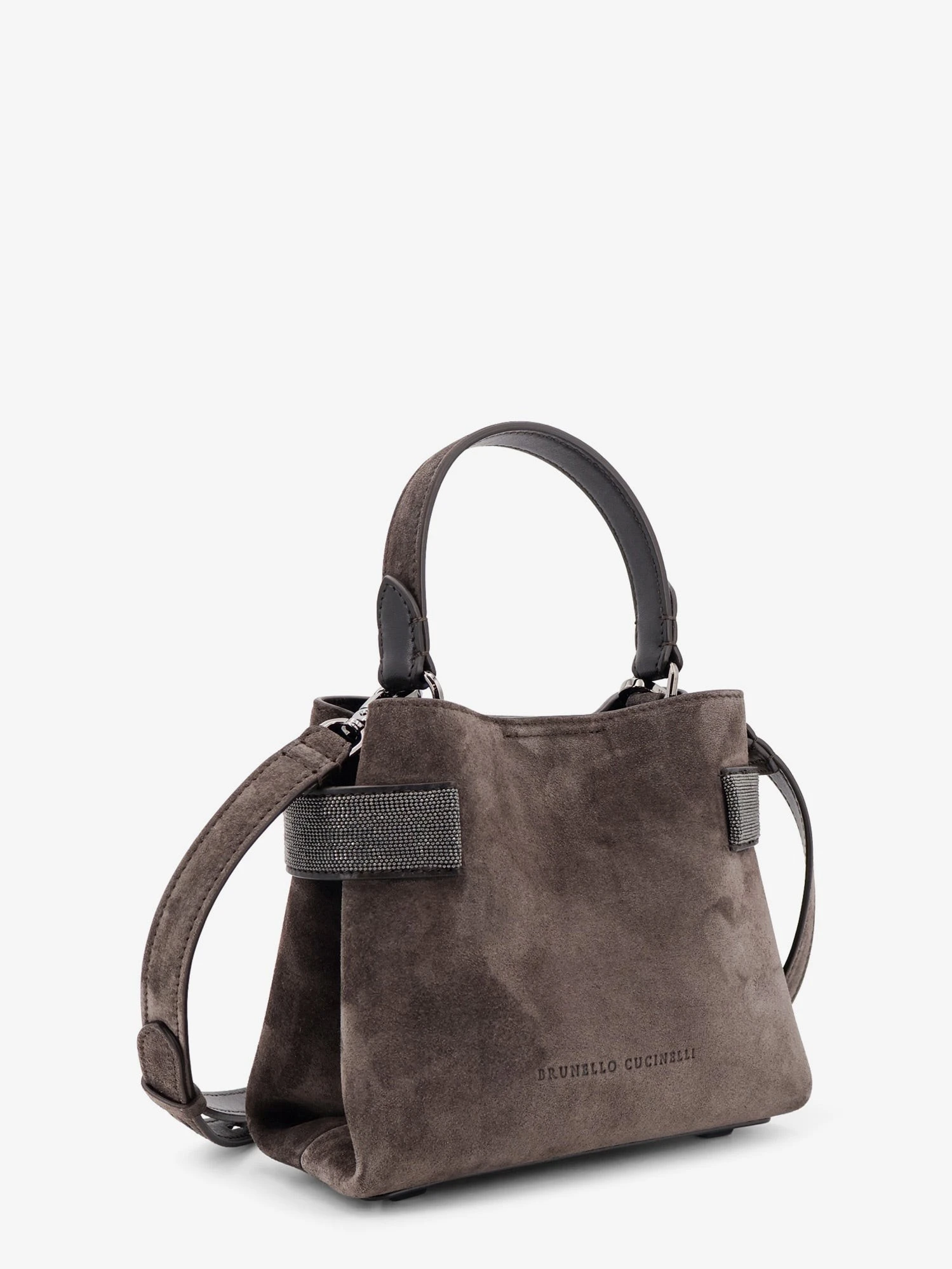 Suede crossbody bag with Monili detail.webp