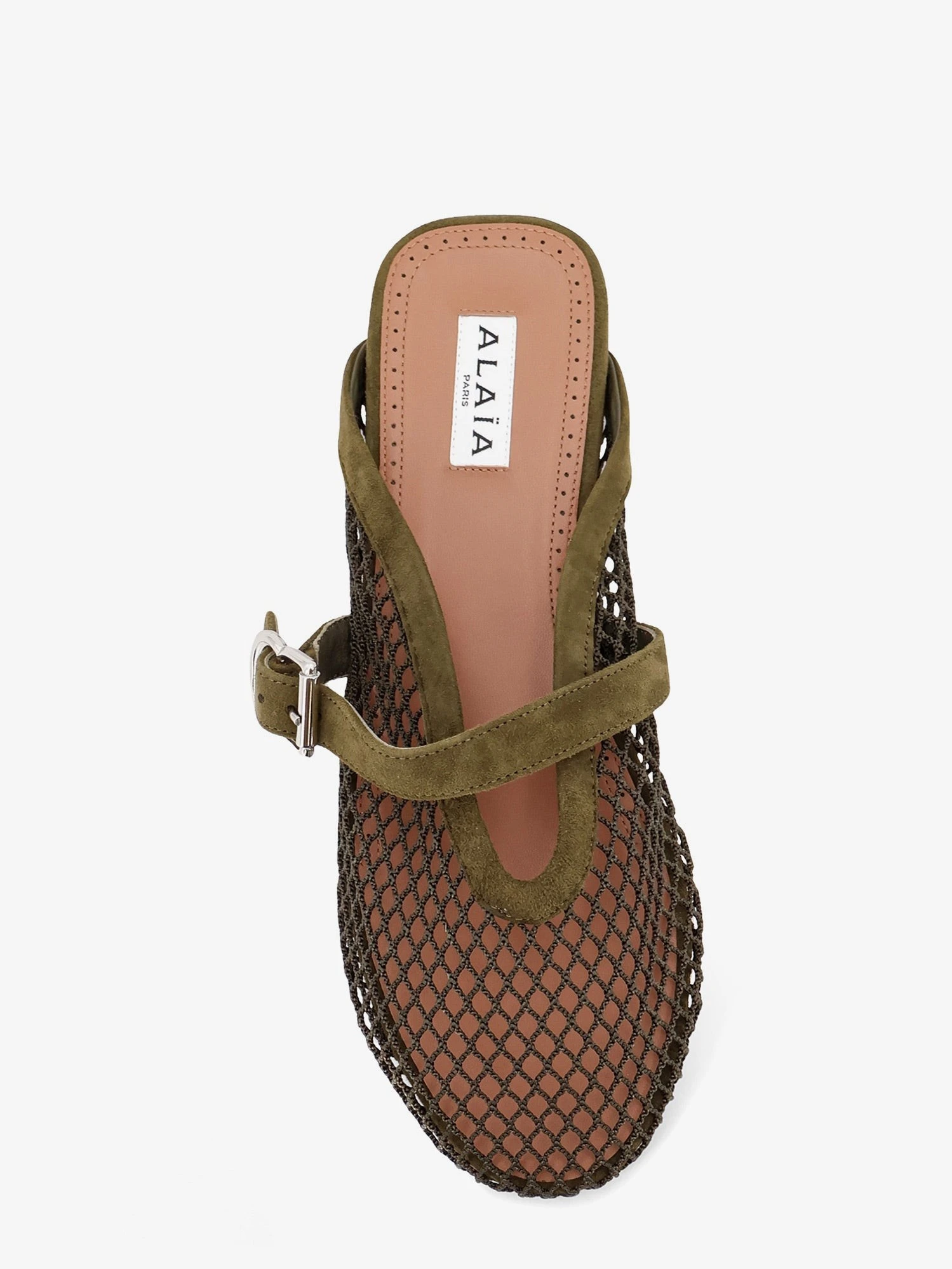 Fishnet mesh and leather sandals.webp