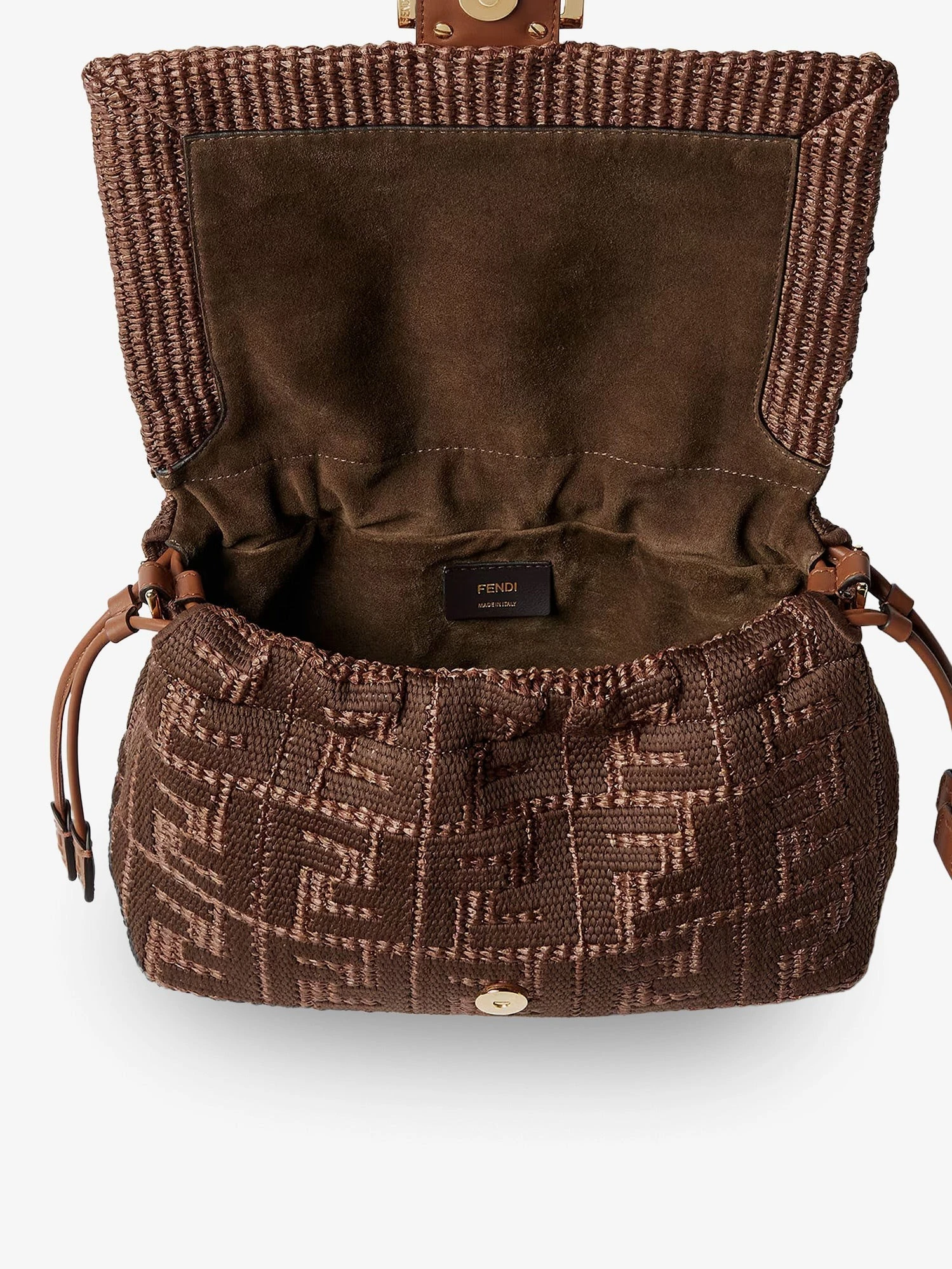 Mamma Baguette Medium Raffia Handbag with FF Embroidery.webp
