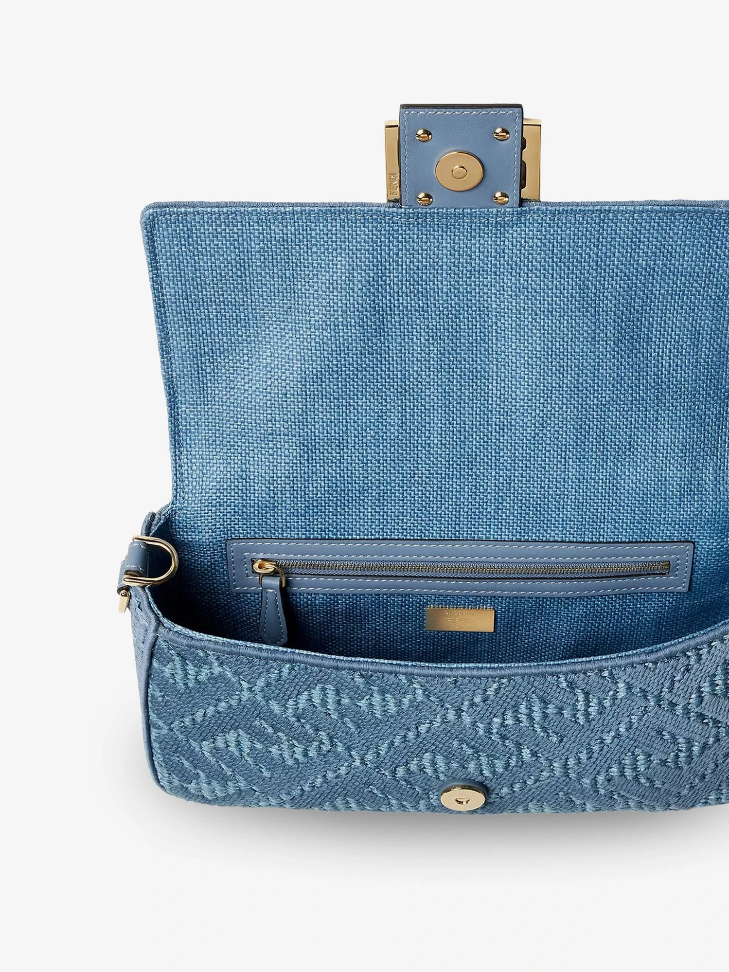 Baguette® handbag in raffia with all-over FF embroidery.webp