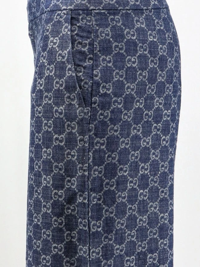 Cotton denim trousers with GG motif.webp